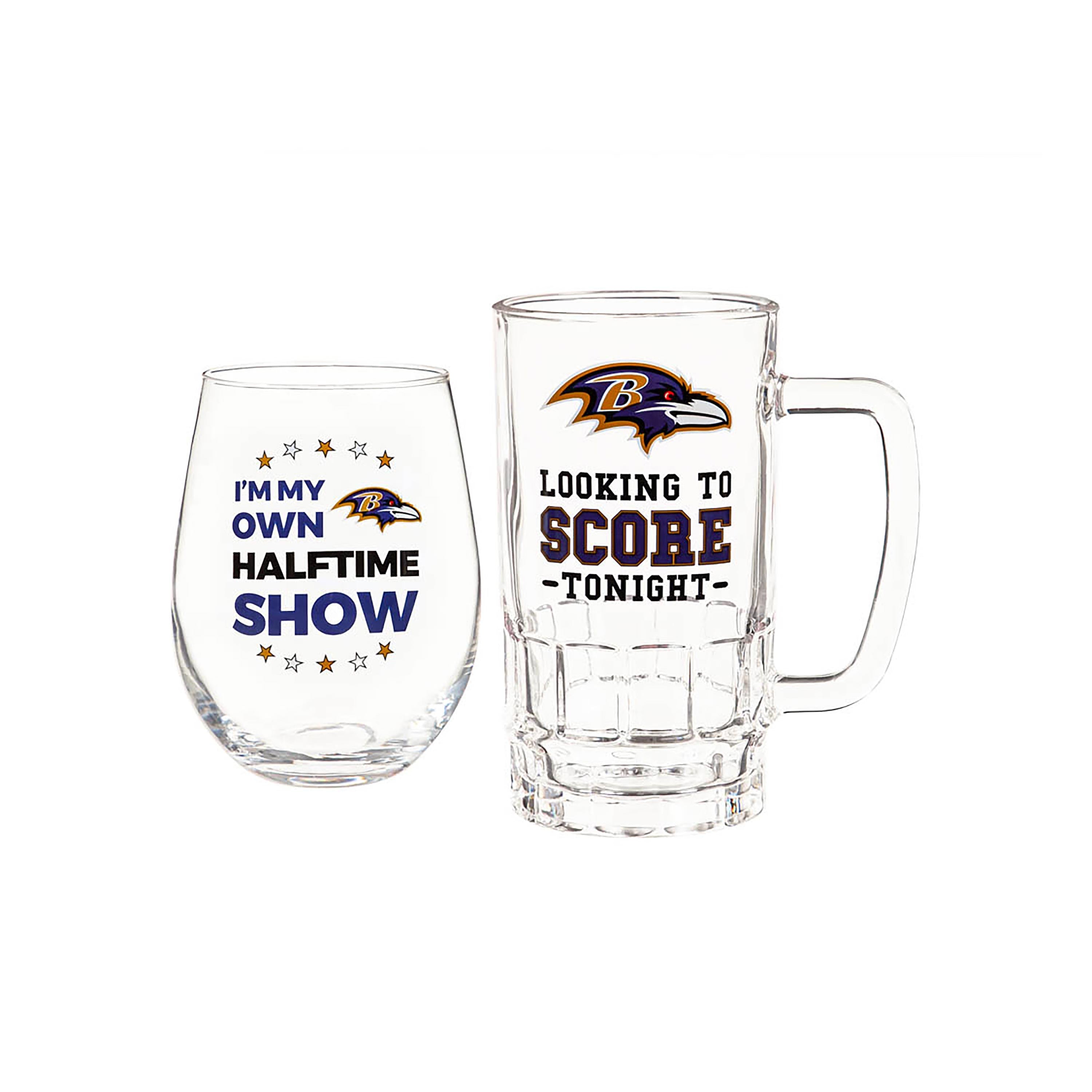 Baltimore Ravens, Stemless 17OZ Wine & Beer 16 OZ Gift Set - Sports Collectibles, Sports Memorabilia, Sports Fan Shop, Sports Gifts