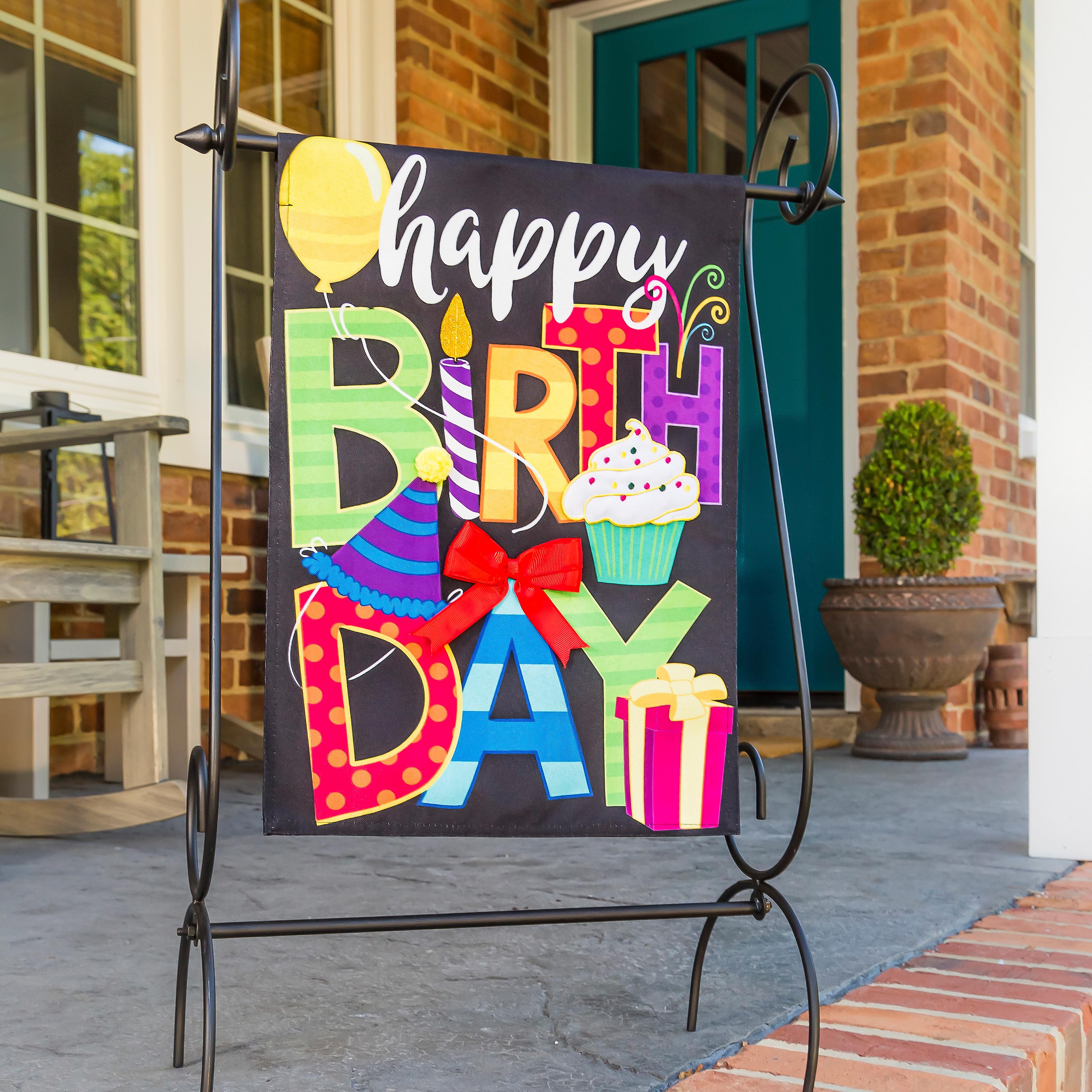 Happy Birthday Garden Linen Flag - Sports Collectibles, Sports Memorabilia, Sports Fan Shop, Sports Gifts