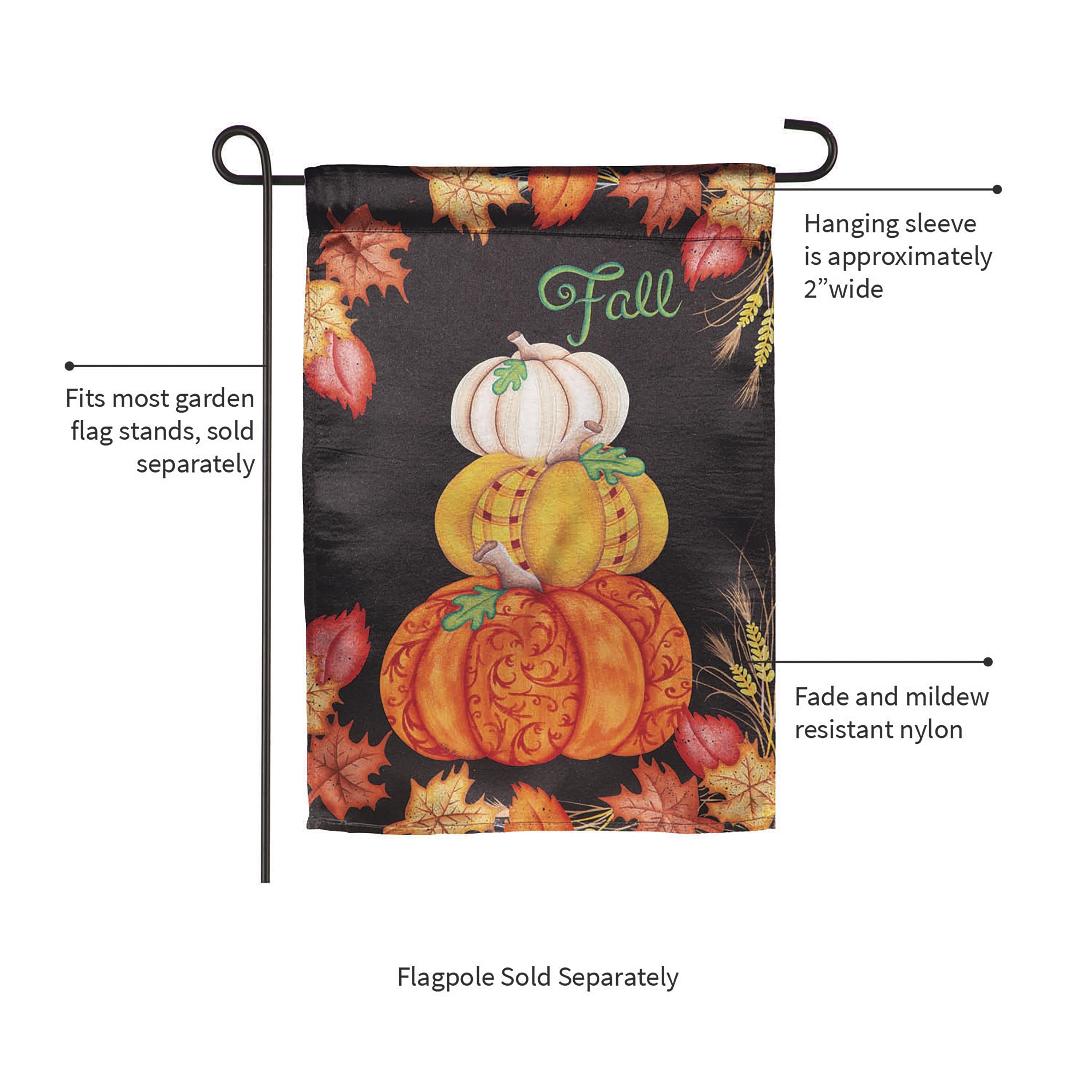 Stacked Pumpkins Lustre Garden Flag - Sports Collectibles, Sports Memorabilia, Sports Fan Shop, Sports Gifts