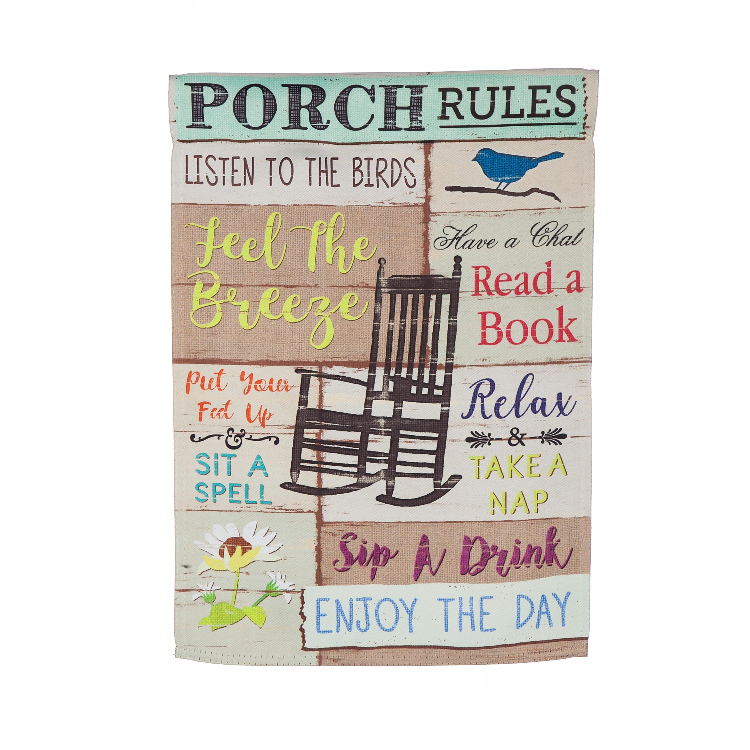 Porch Rules Garden Suede Flag - Sports Collectibles, Sports Memorabilia, Sports Fan Shop, Sports Gifts