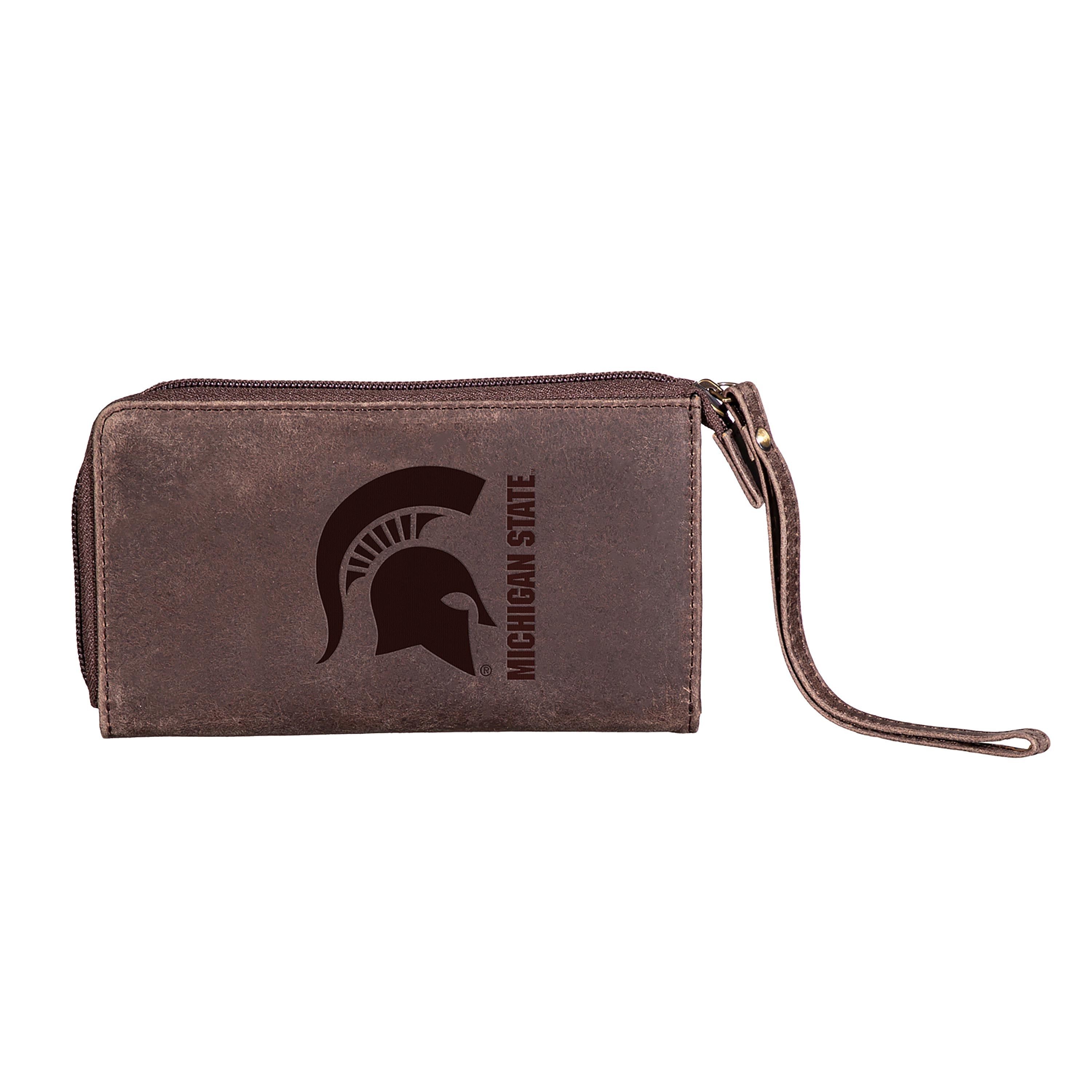 Wristlet Wallet, Brown, Michigan State University - Sports Collectibles, Sports Memorabilia, Sports Fan Shop, Sports Gifts
