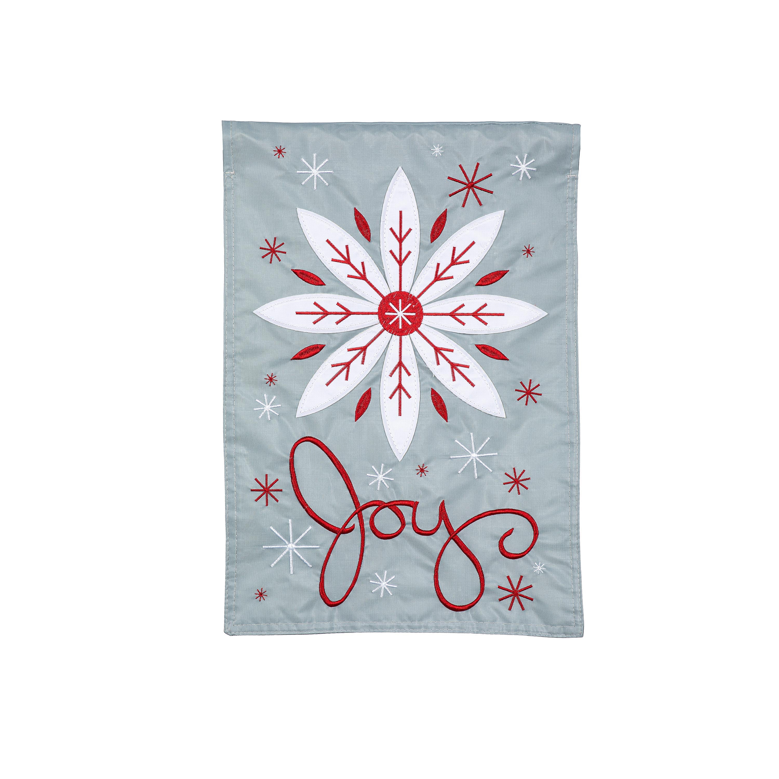 Joy Winter Snowfall Basic Applique Garden Flag - Sports Gifts, Sports Memorabilia, Sports Collectibles, Fan Shop
