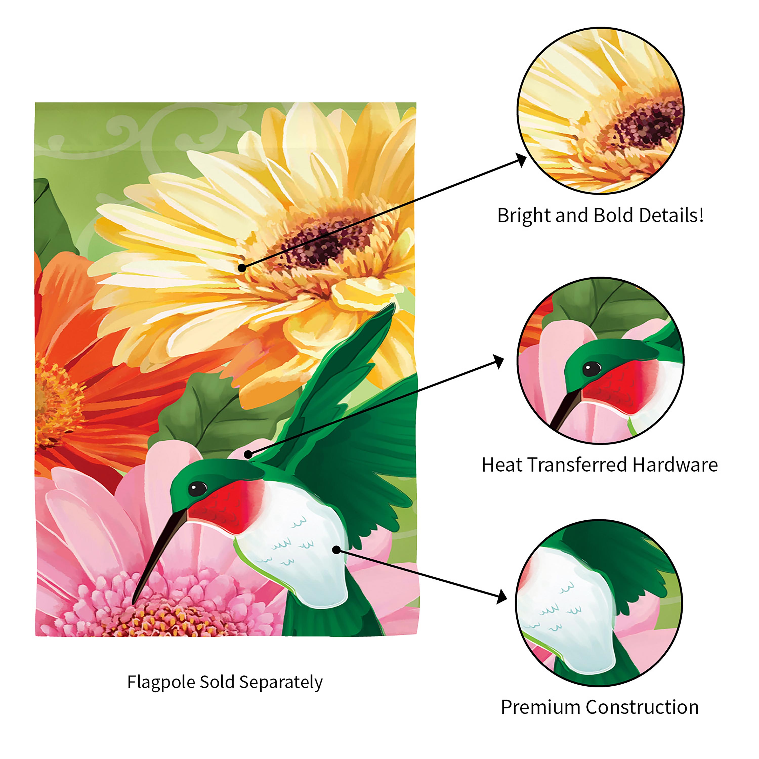 Hummingbird and Daisy Trio House Linen Flag - Sports Collectibles, Sports Memorabilia, Sports Fan Shop, Sports Gifts