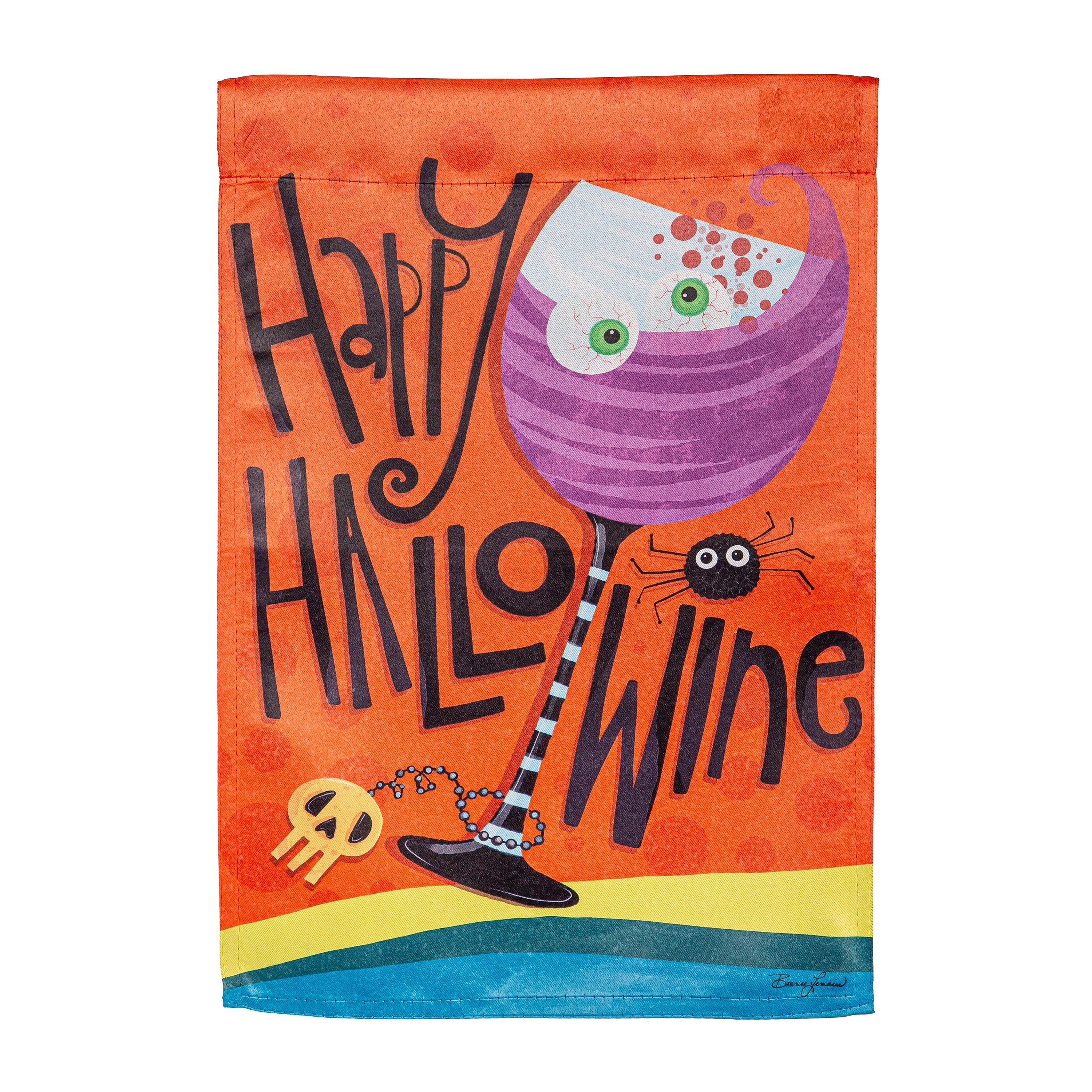 Happy Hallowine Suede Garden Flag - Sports Collectibles, Sports Memorabilia, Sports Fan Shop, Sports Gifts