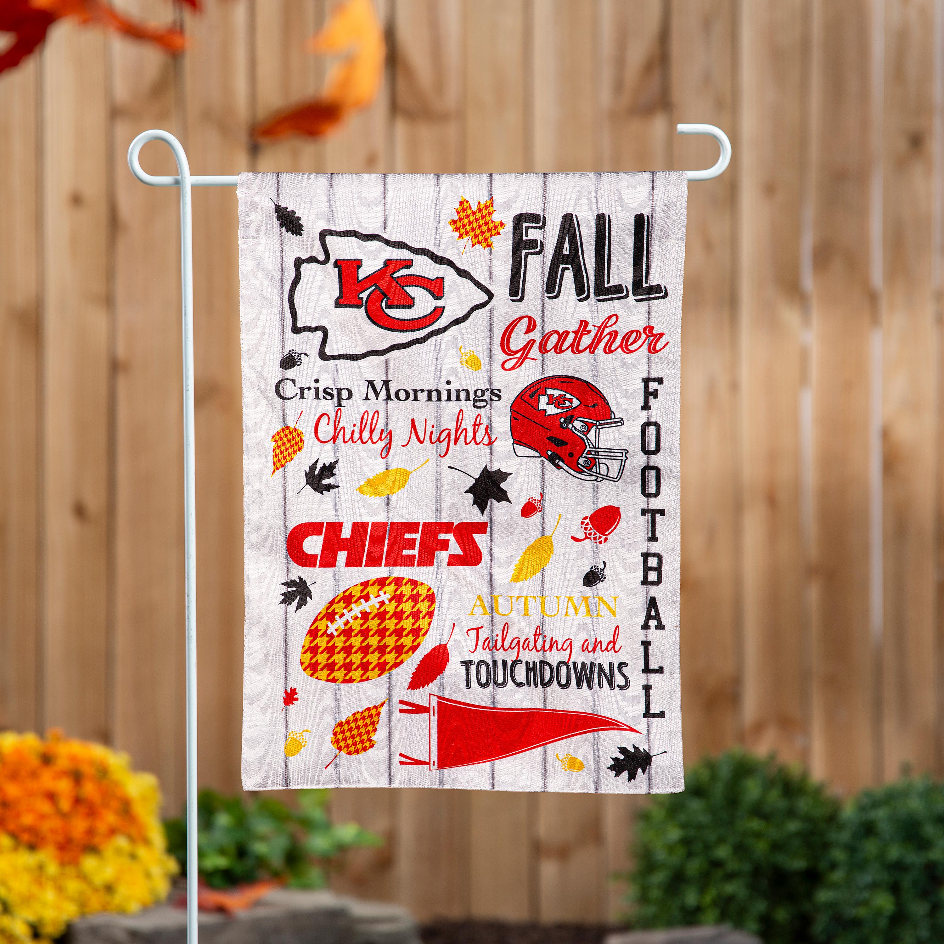 Kansas City Chiefs, Moire Flag, GDN, Fall Seasonal - Sports Gifts, Sports Memorabilia, Sports Collectibles, Fan Shop