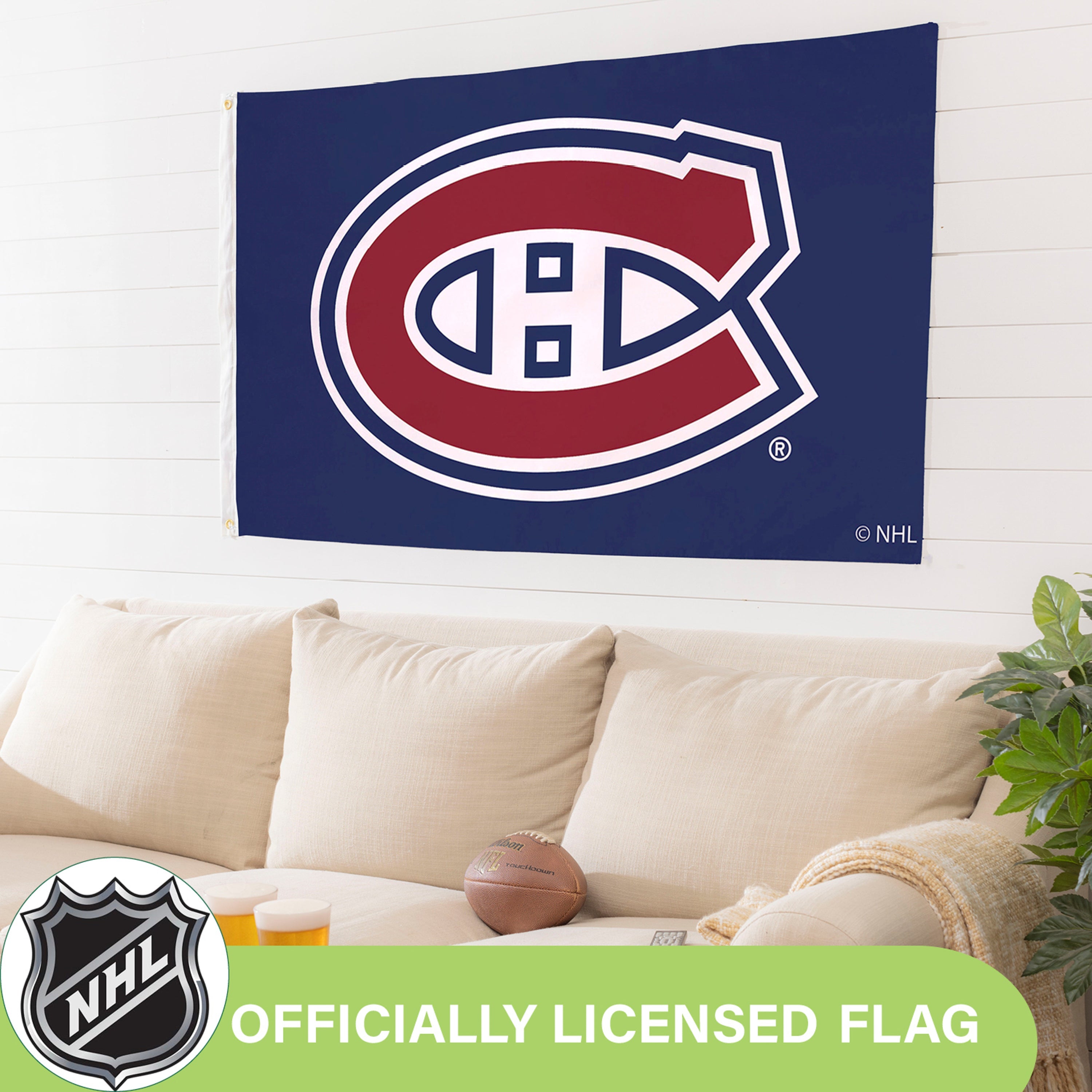 3'x5' Single Sided Flag w/ 2 Grommets, Montreal Canadiens - Sports Gifts, Sports Memorabilia, Sports Collectibles, Fan Shop