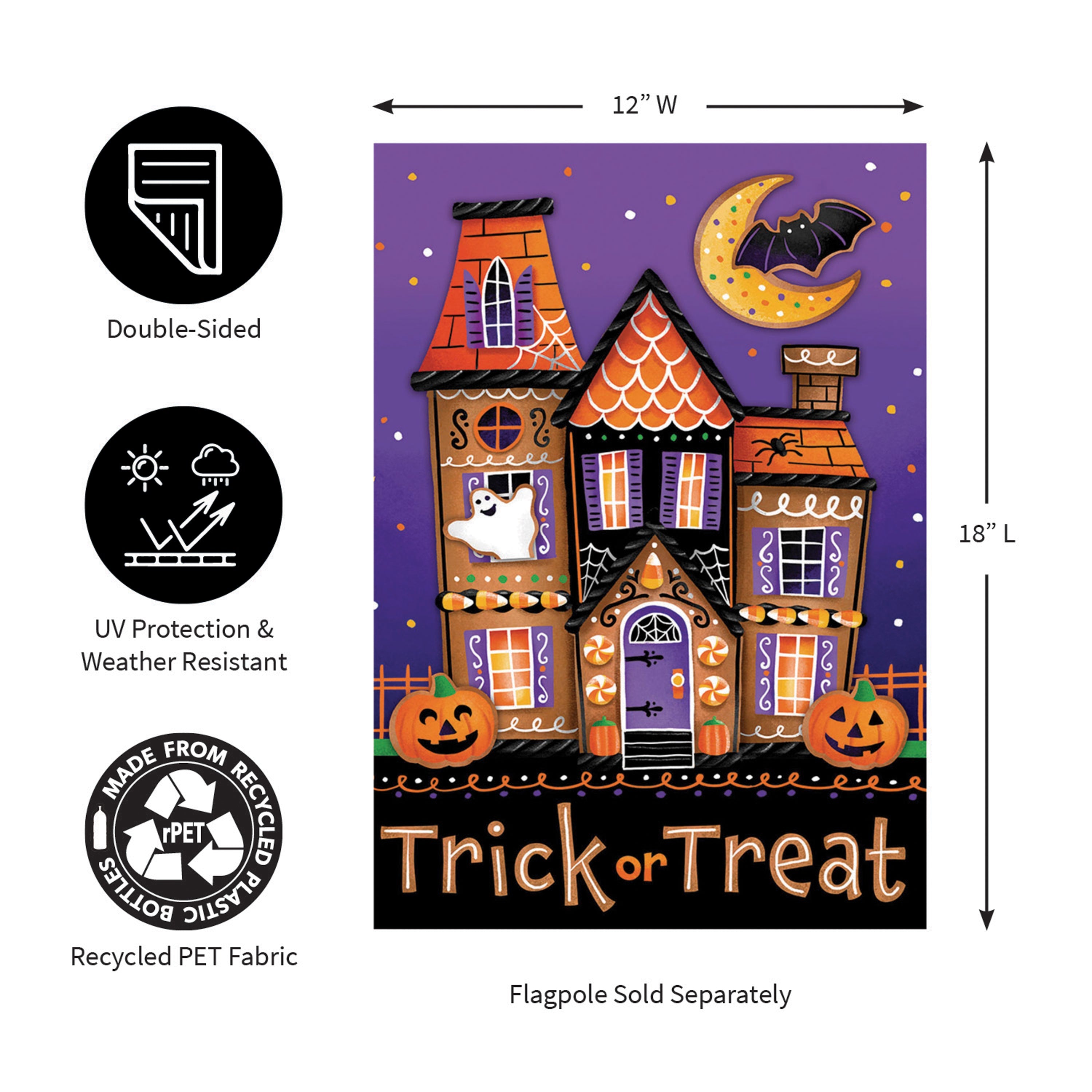 Trick or Sweets Lustre Garden Flag - Sports Collectibles, Sports Memorabilia, Sports Fan Shop, Sports Gifts