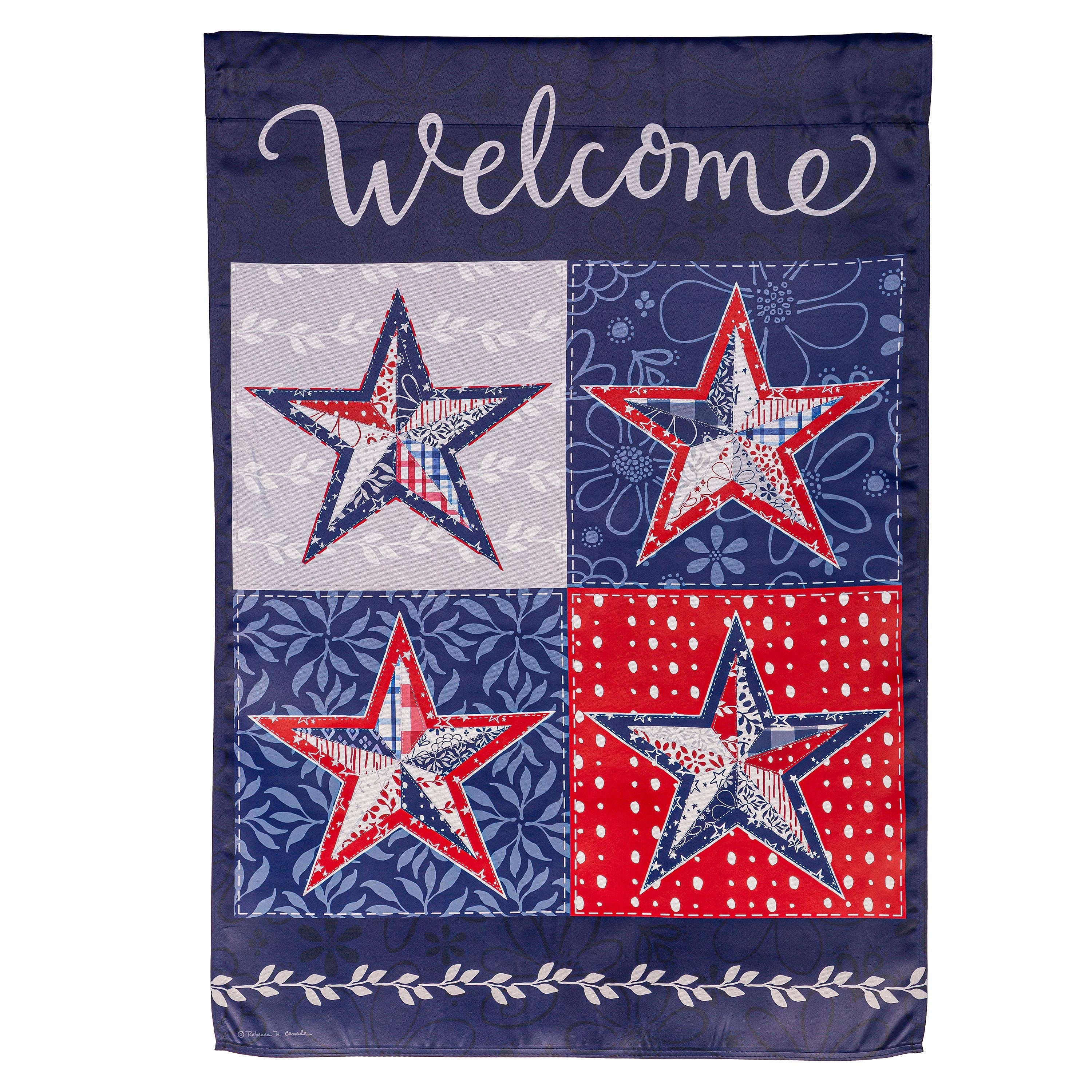 Red, White, and Blue Stars Suede House Flag - Sports Collectibles, Sports Memorabilia, Sports Fan Shop, Sports Gifts