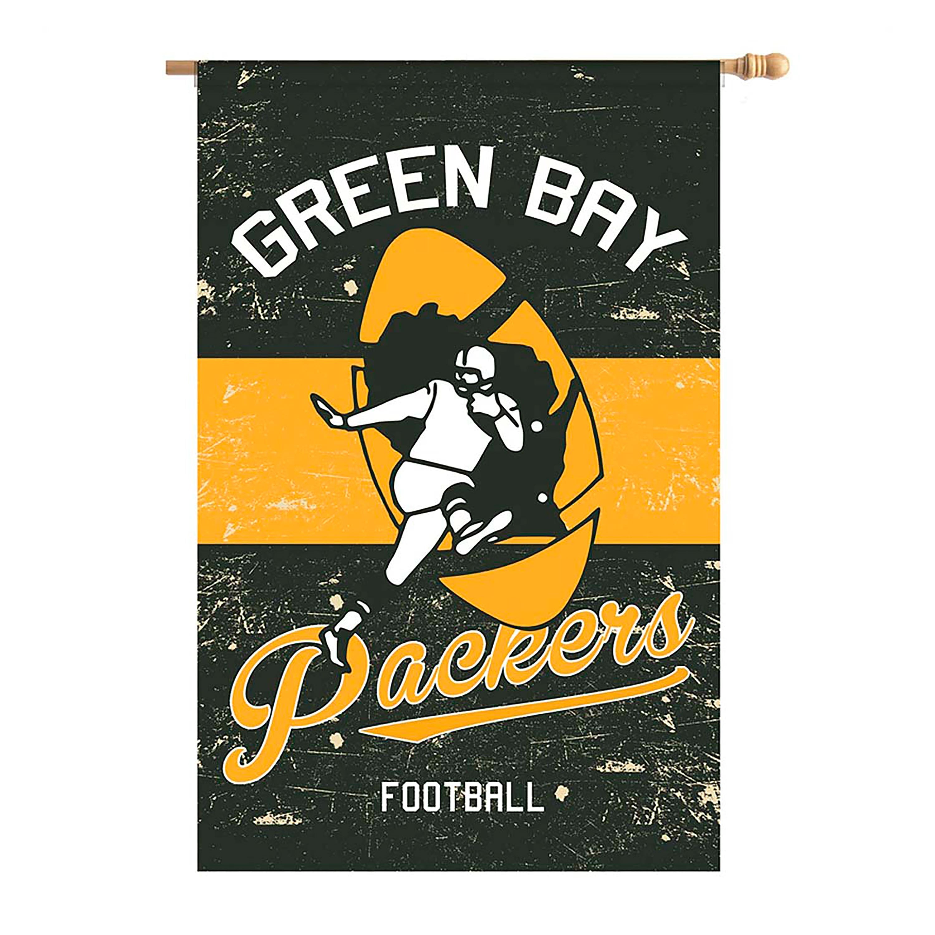 Double-Sided Vintage Graphic NFL Team Pride Linen House Flag, Green Bay Packers - Sports Collectibles, Sports Memorabilia, Sports Fan Shop, Sports Gifts