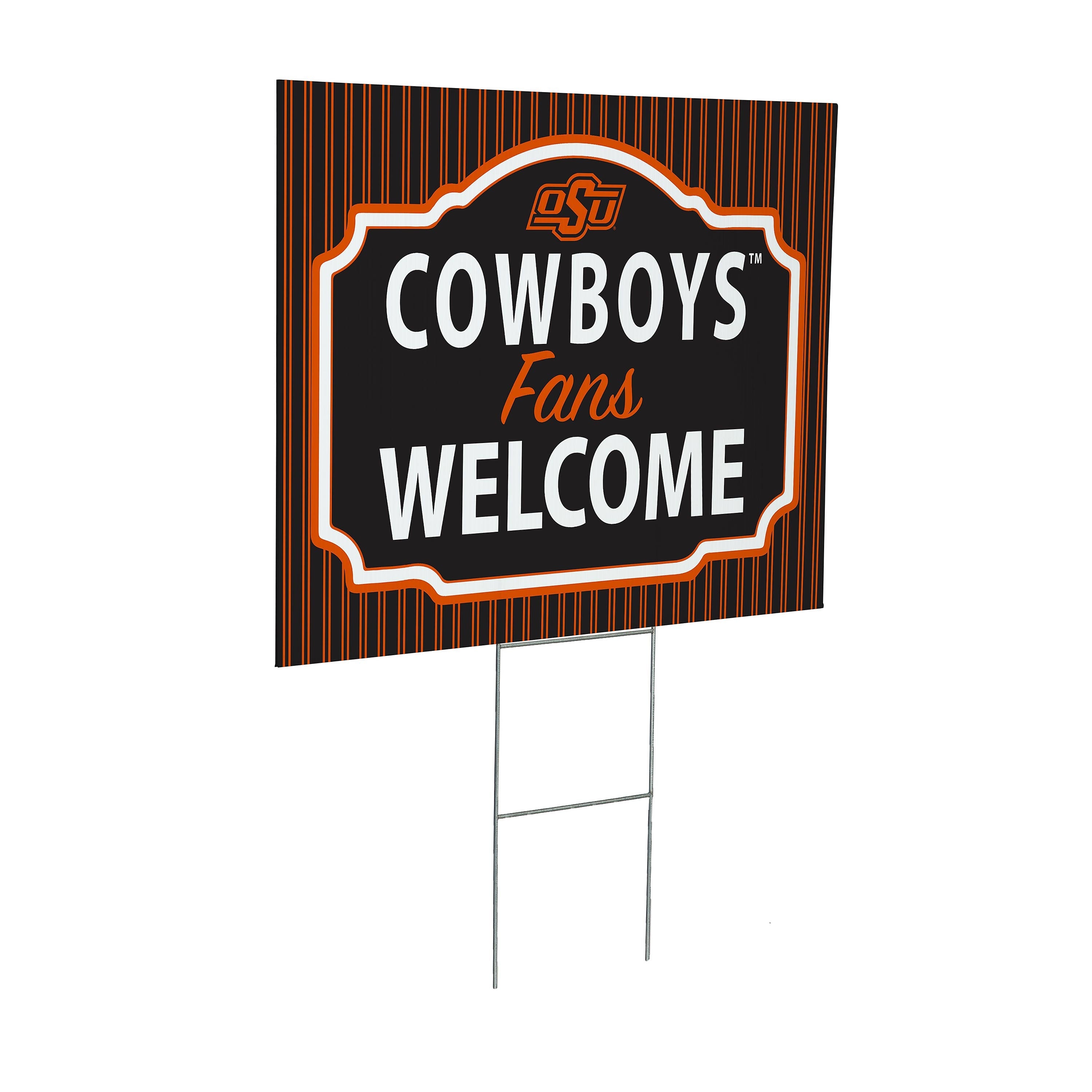 Oklahoma State University Coroplast Yard Sign, "Fans Welcome"
