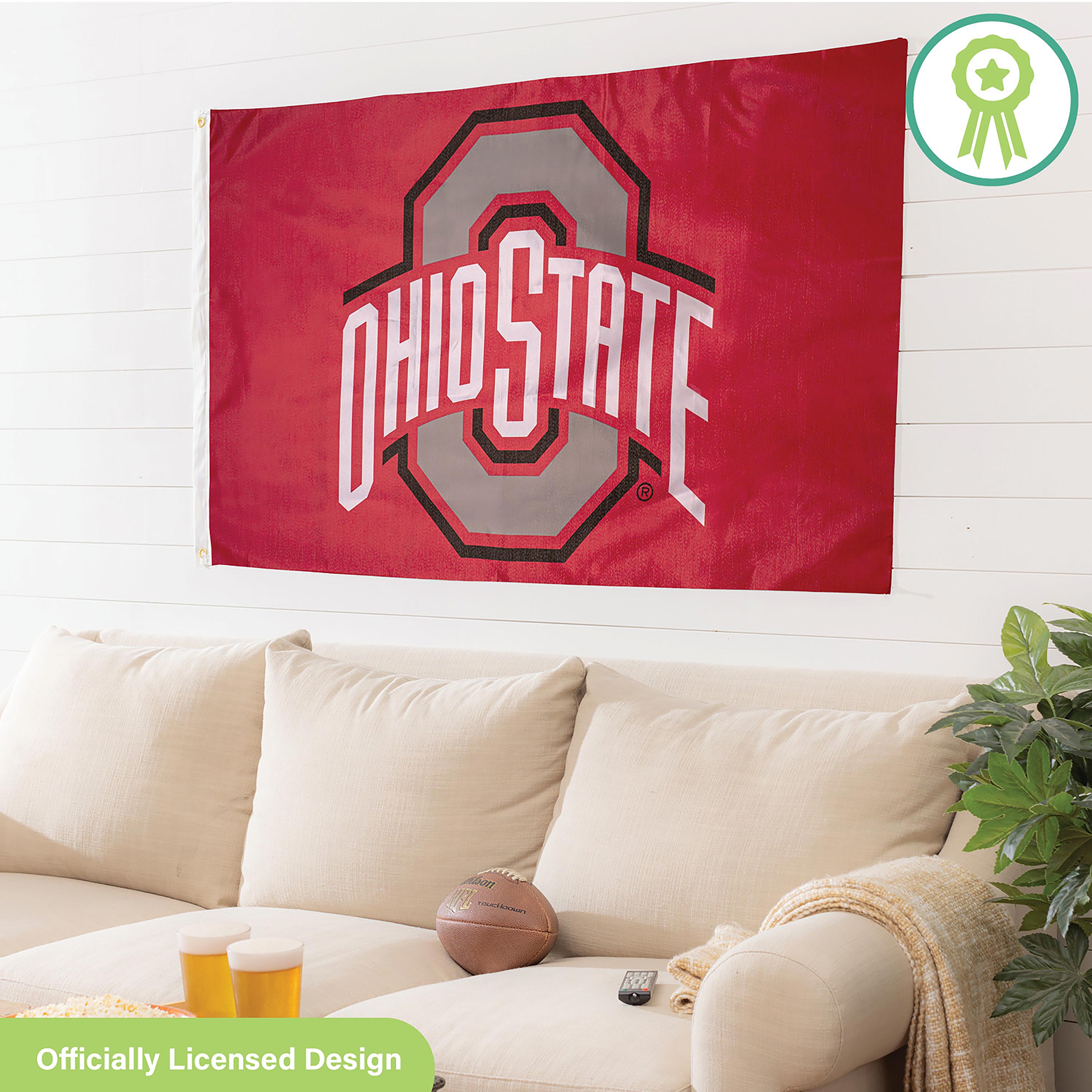 Ohio State University Single Sided Flag with 2 Grommets, 3'x5' - Sports Gifts, Sports Memorabilia, Sports Collectibles, Fan Shop