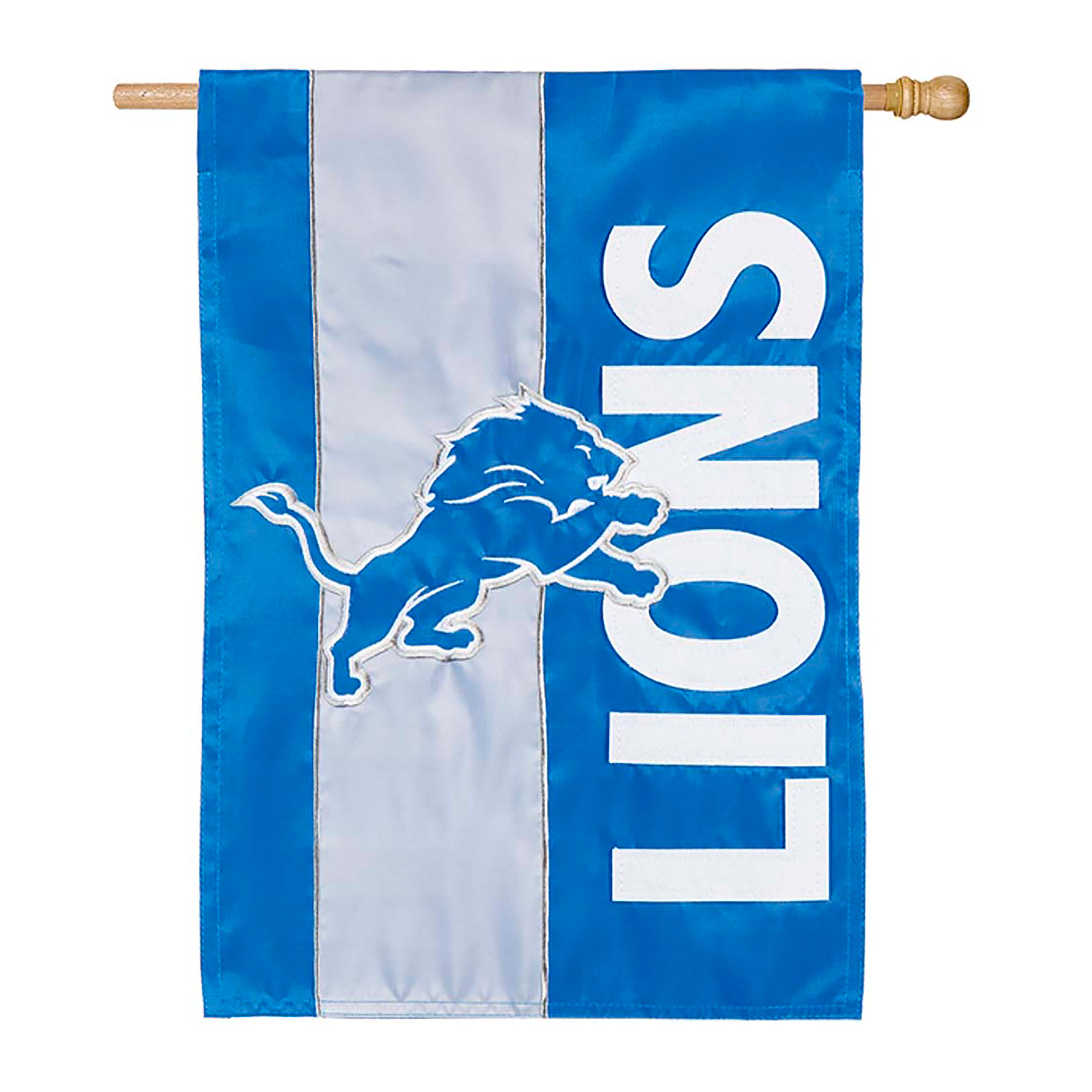 Double-Sided Embellished NFL Team Pride Applique House Flag, Detroit Lions - Sports Collectibles, Sports Memorabilia, Sports Fan Shop, Sports Gifts