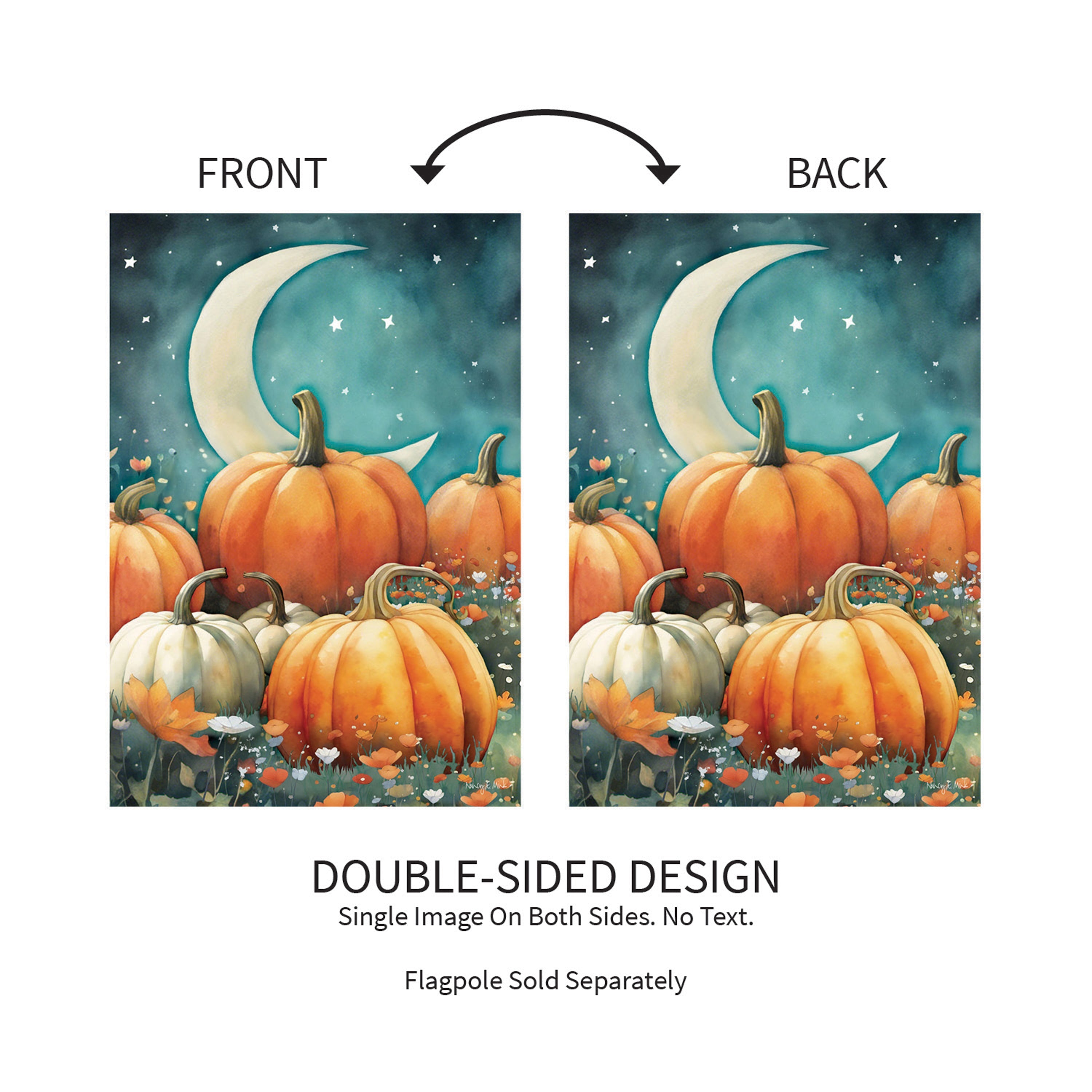 Watercolor Pumpkin Patch Suede Garden Flag - Sports Collectibles, Sports Memorabilia, Sports Fan Shop, Sports Gifts