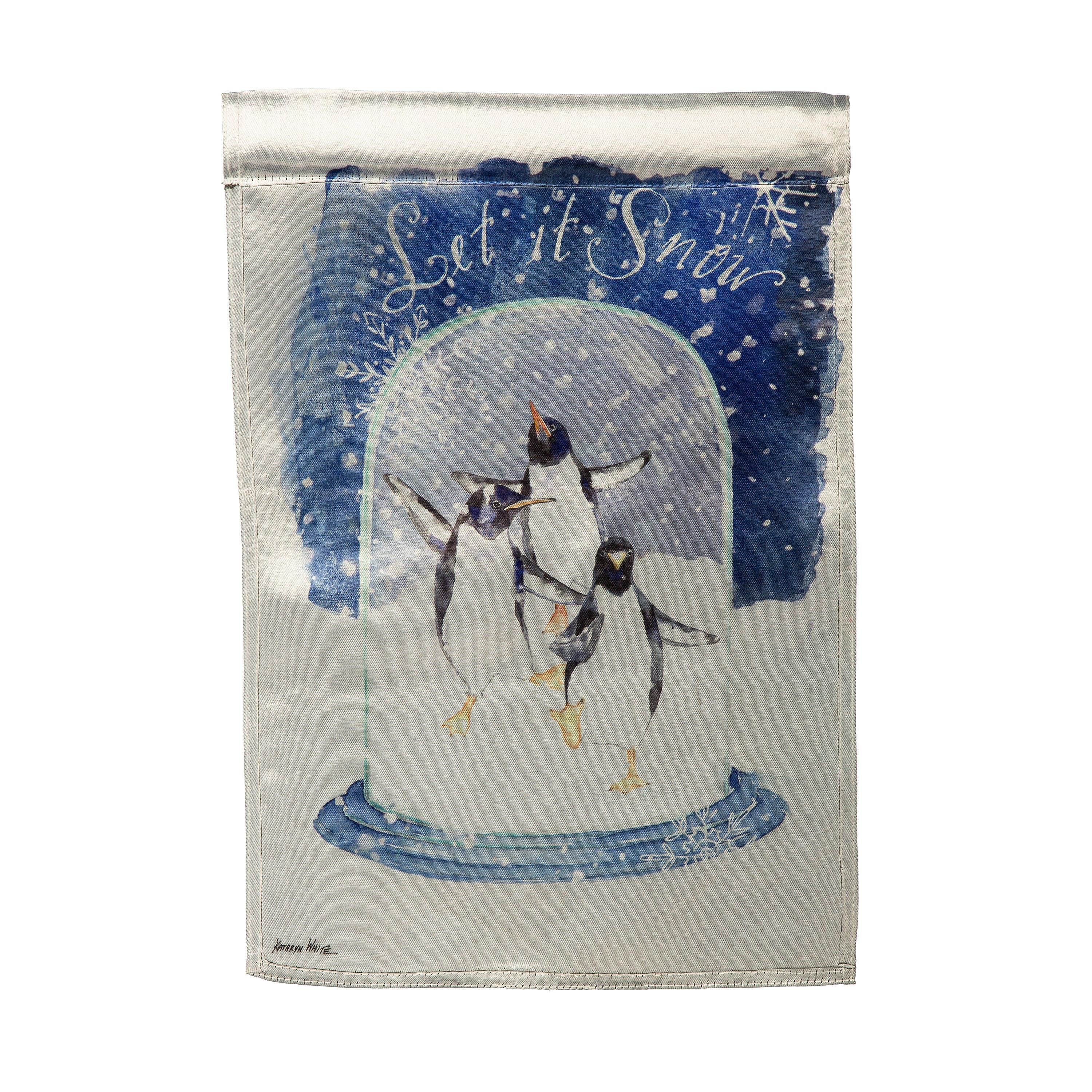 Let it Snow Penguin Lustre Garden Flag - Sports Collectibles, Sports Memorabilia, Sports Fan Shop, Sports Gifts