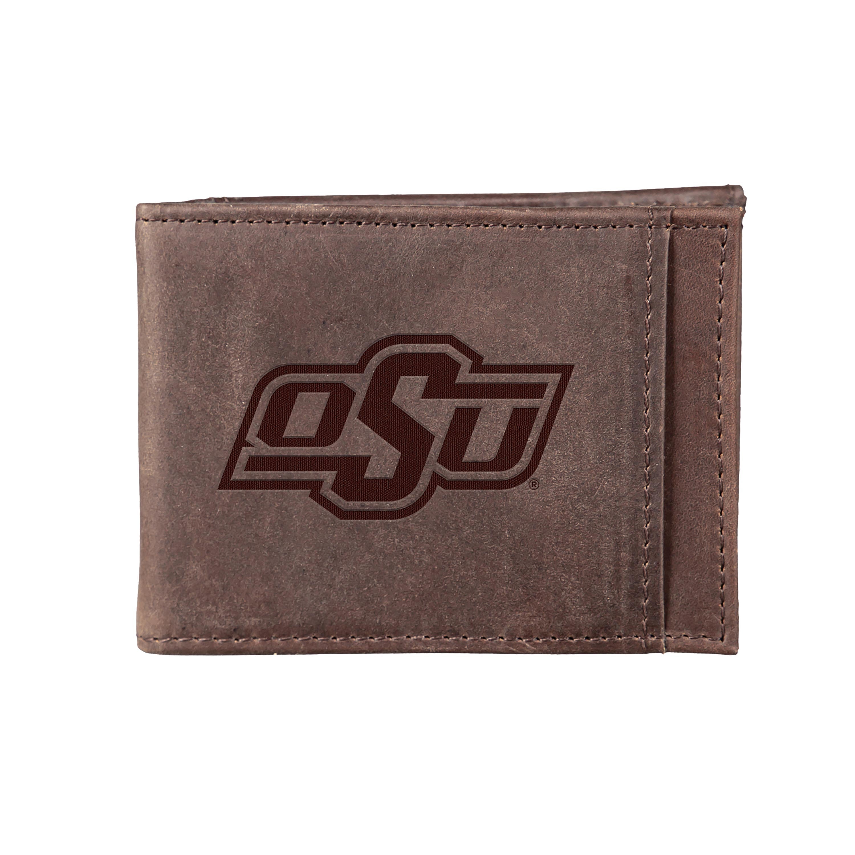 Front Pocket Wallet w/ RFID Blocking, Oklahoma State University, Brown - Sports Collectibles, Sports Memorabilia, Sports Fan Shop, Sports Gifts