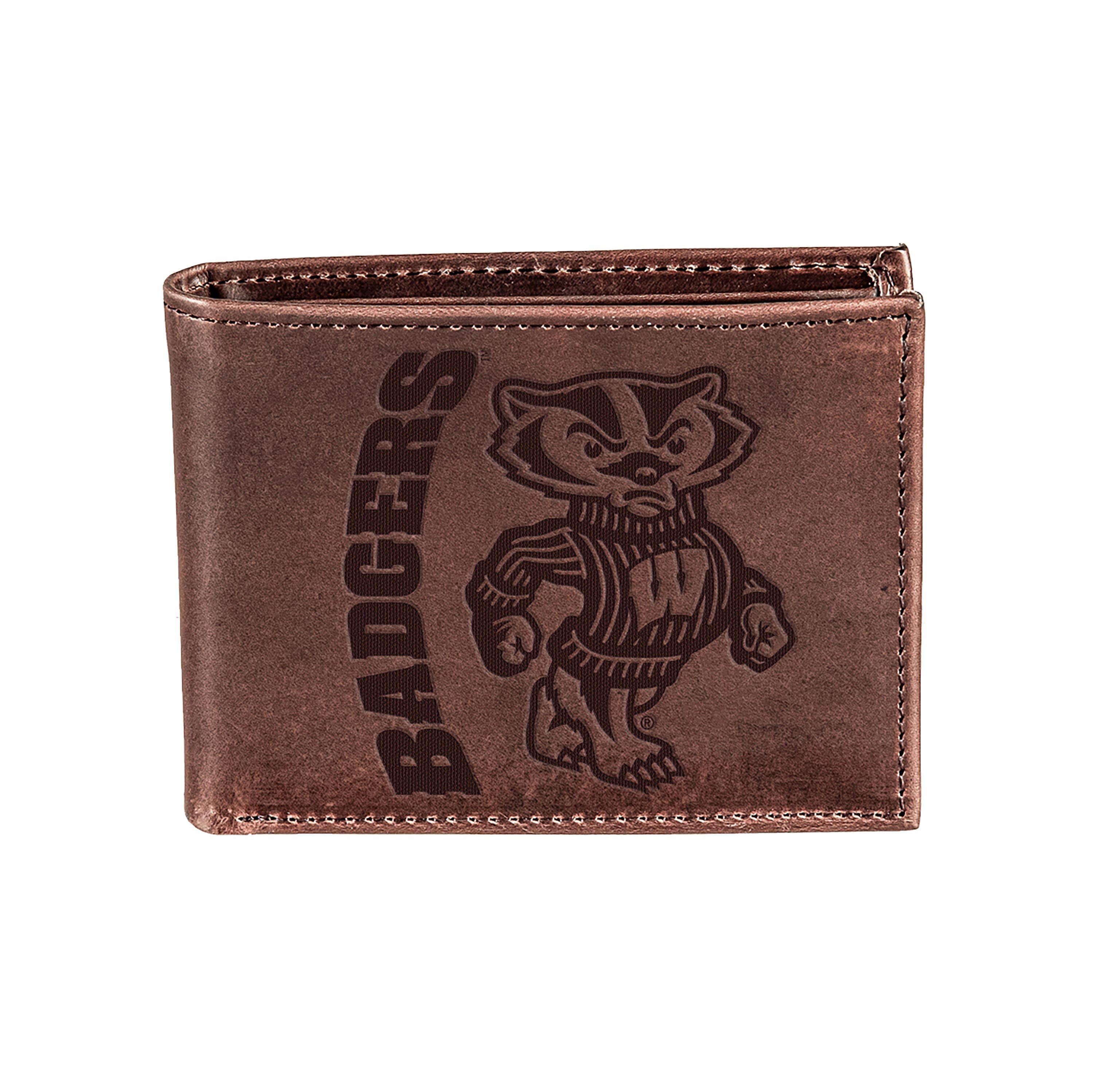University of Wisconsin-Madison, Bi-Fold Wallet, Brown, CH, 100% Genuine Leather - Sports Collectibles, Sports Memorabilia, Sports Fan Shop, Sports Gifts