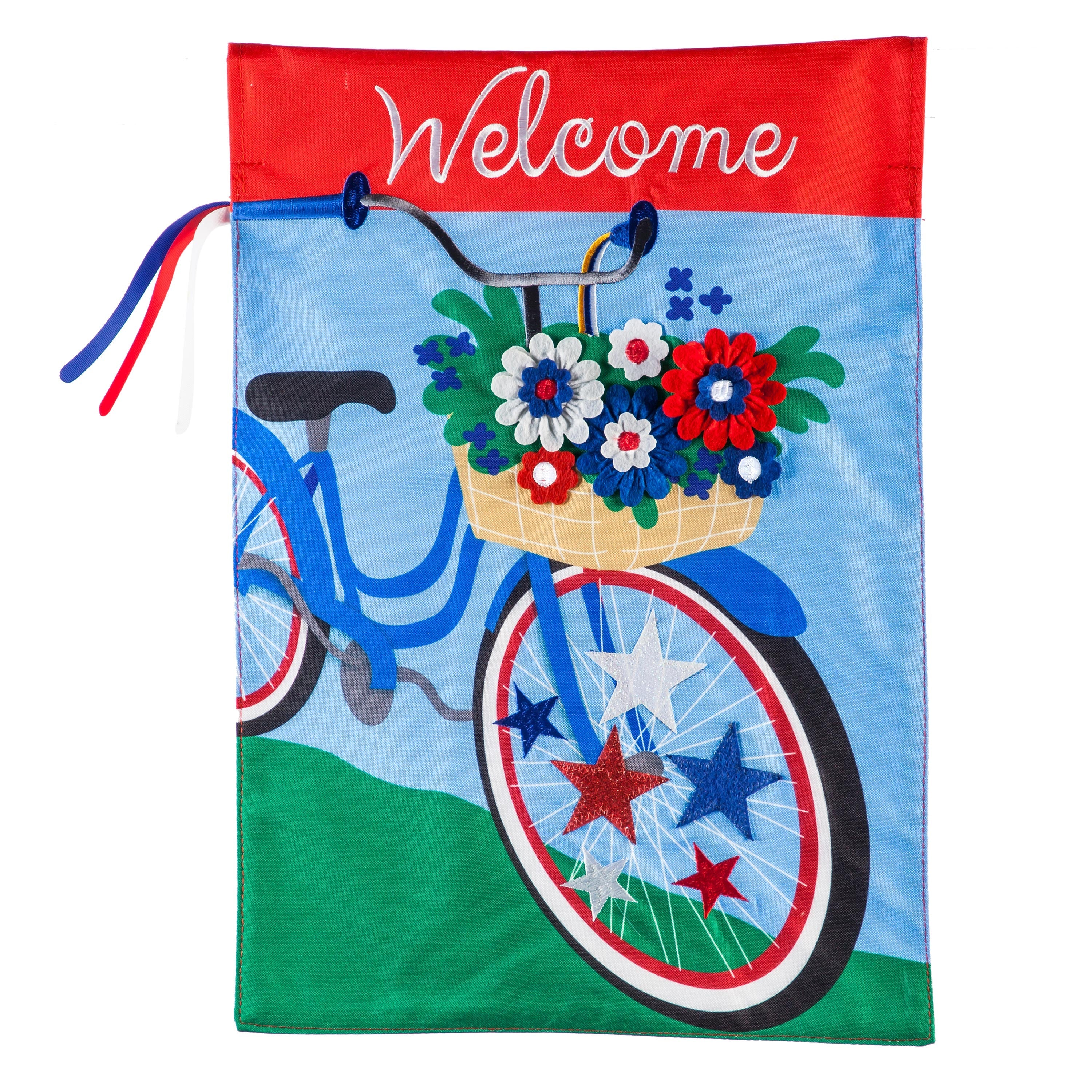 Patriotic Bicycle Garden Linen Flag - Sports Collectibles, Sports Memorabilia, Sports Fan Shop, Sports Gifts