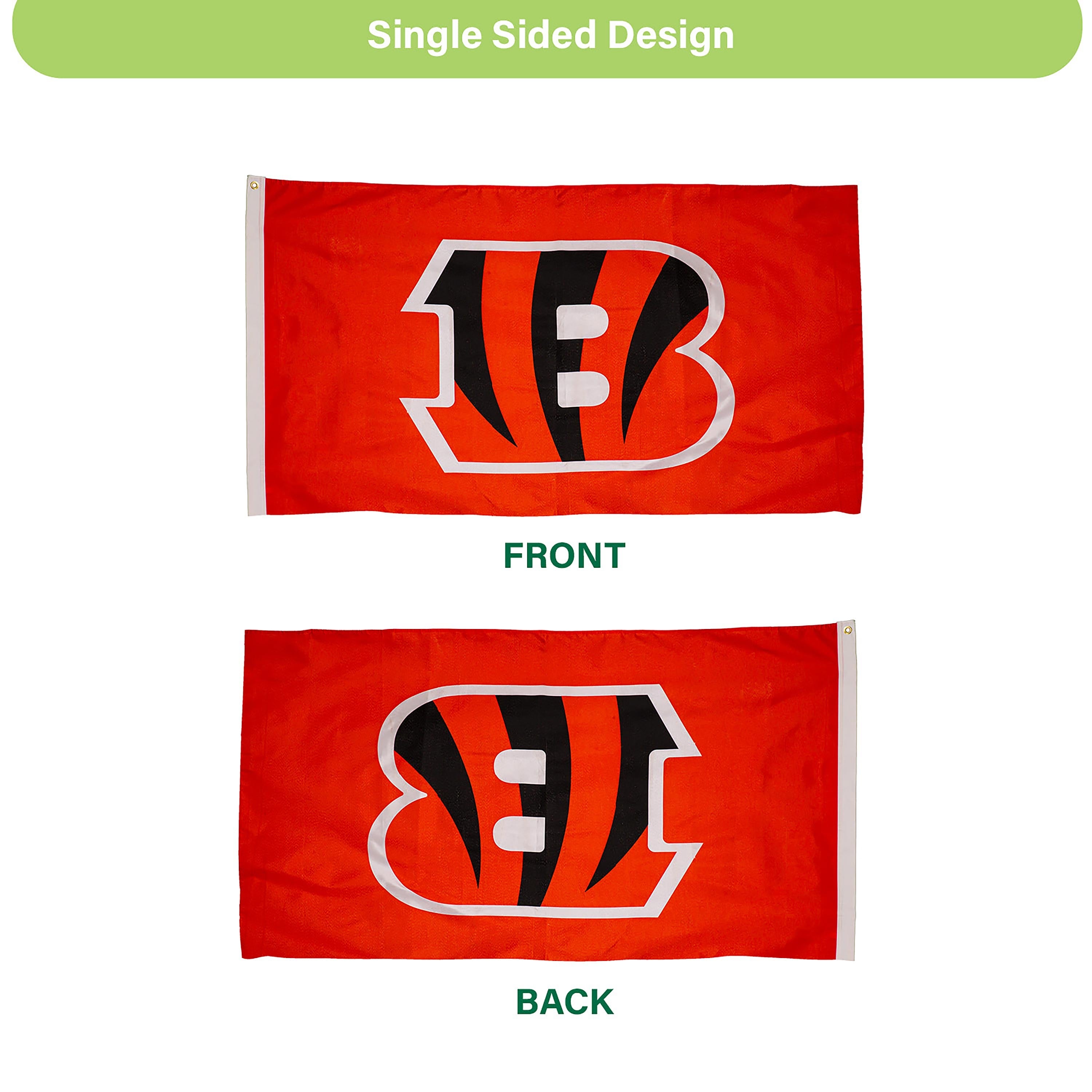 3'x5' Single Sided Flag w/ 2 Grommets, Cincinnati Bengals - Sports Gifts, Sports Memorabilia, Sports Collectibles, Fan Shop