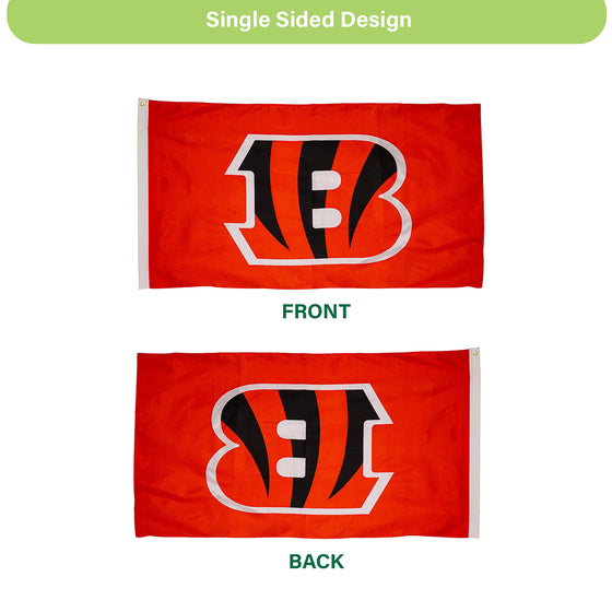 3'x5' Single Sided Flag w/ 2 Grommets, Cincinnati Bengals - Sports Gifts, Sports Memorabilia, Sports Collectibles, Fan Shop