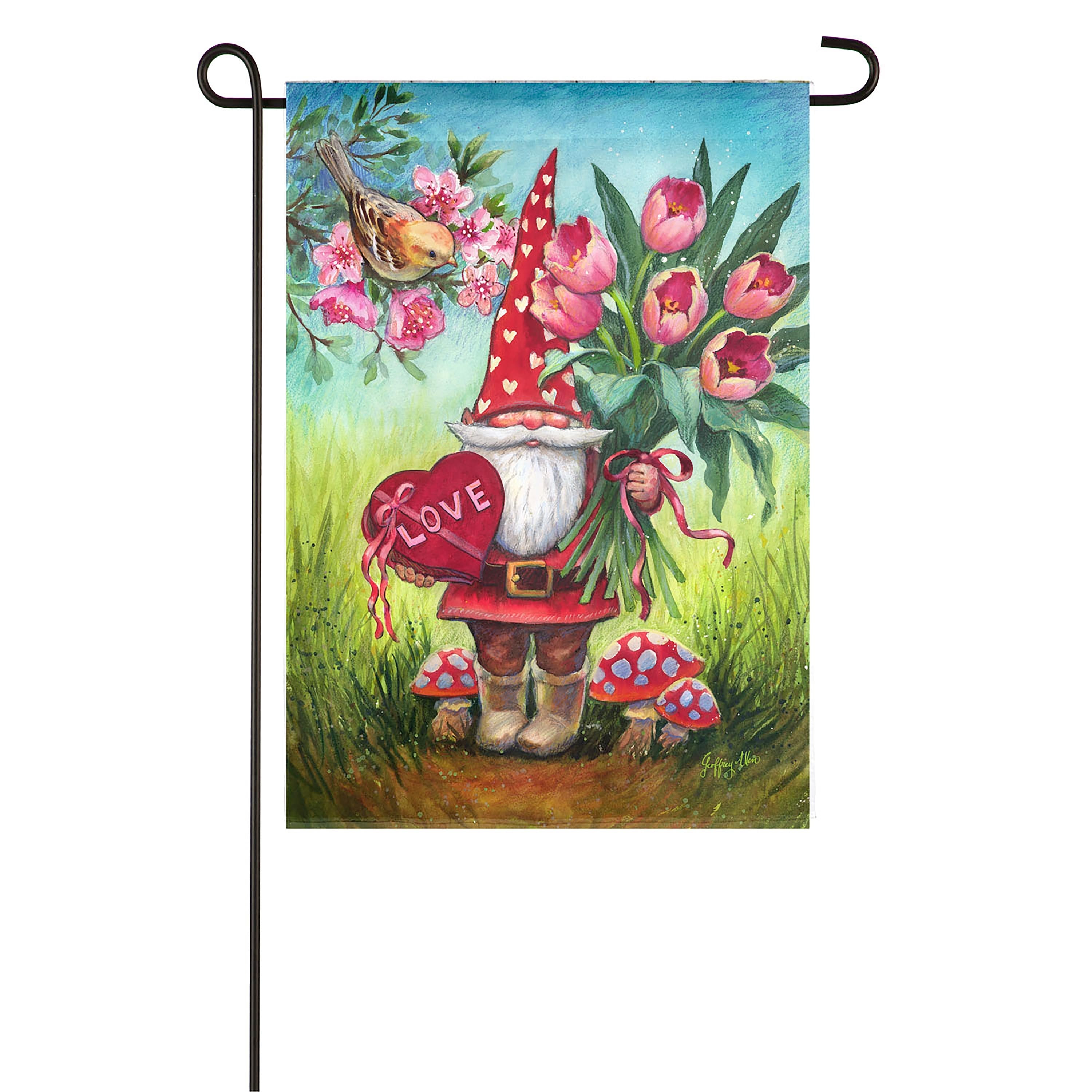 Valentine's Gnome Garden Suede Flag - Sports Collectibles, Sports Memorabilia, Sports Fan Shop, Sports Gifts