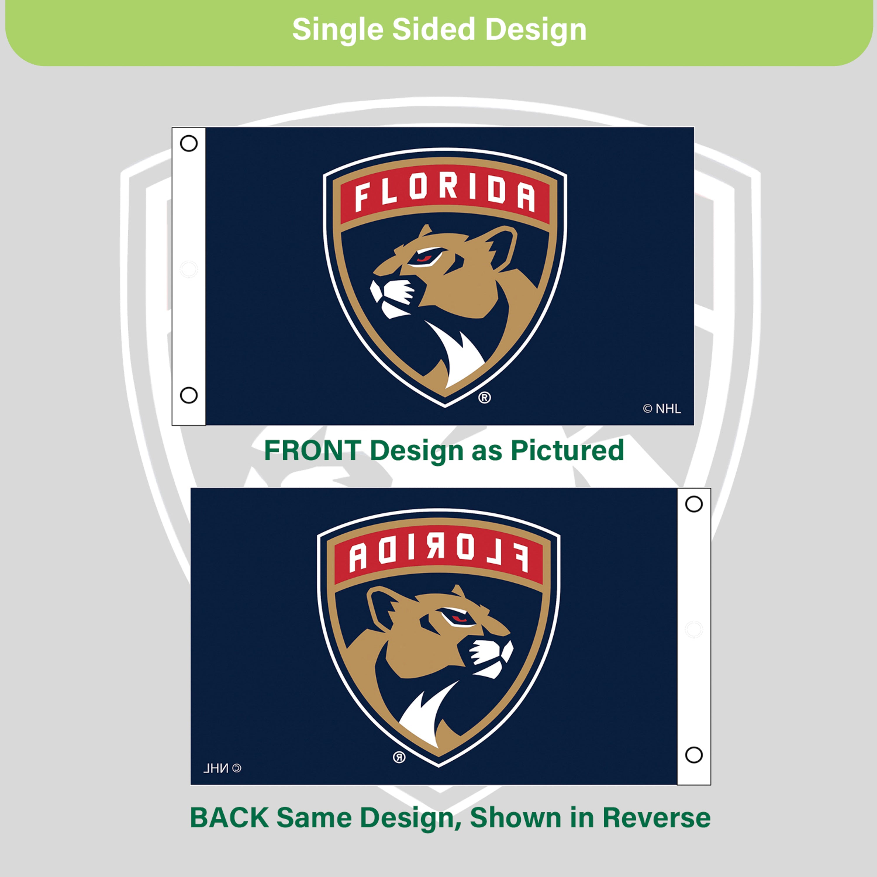 Florida Panthers Single Sided Flag w/ 2 Grommets, 3'x5' - Sports Gifts, Sports Memorabilia, Sports Collectibles, Fan Shop