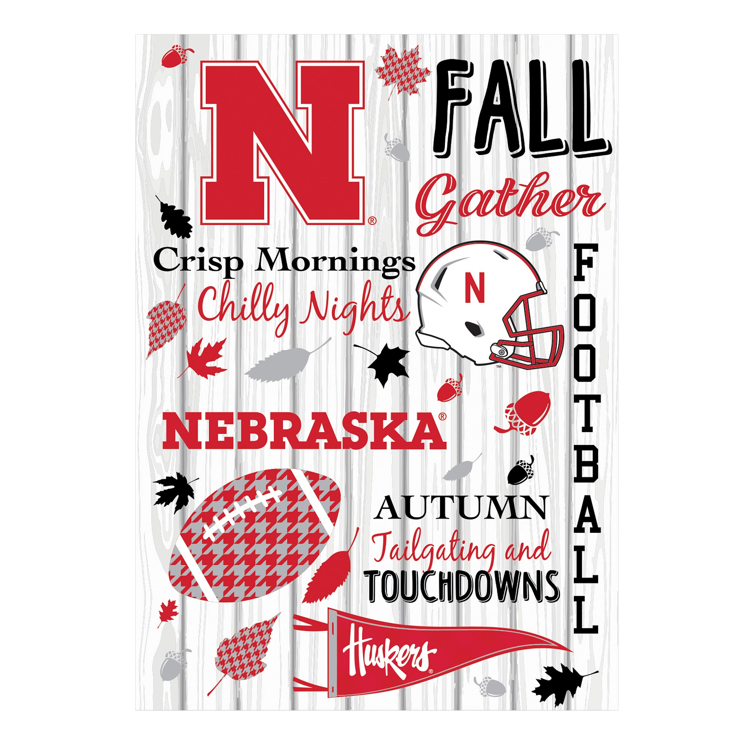 University of Nebraska, Moire Flag, House Size, Fall Seasonal - Sports Collectibles, Sports Memorabilia, Sports Fan Shop, Sports Gifts