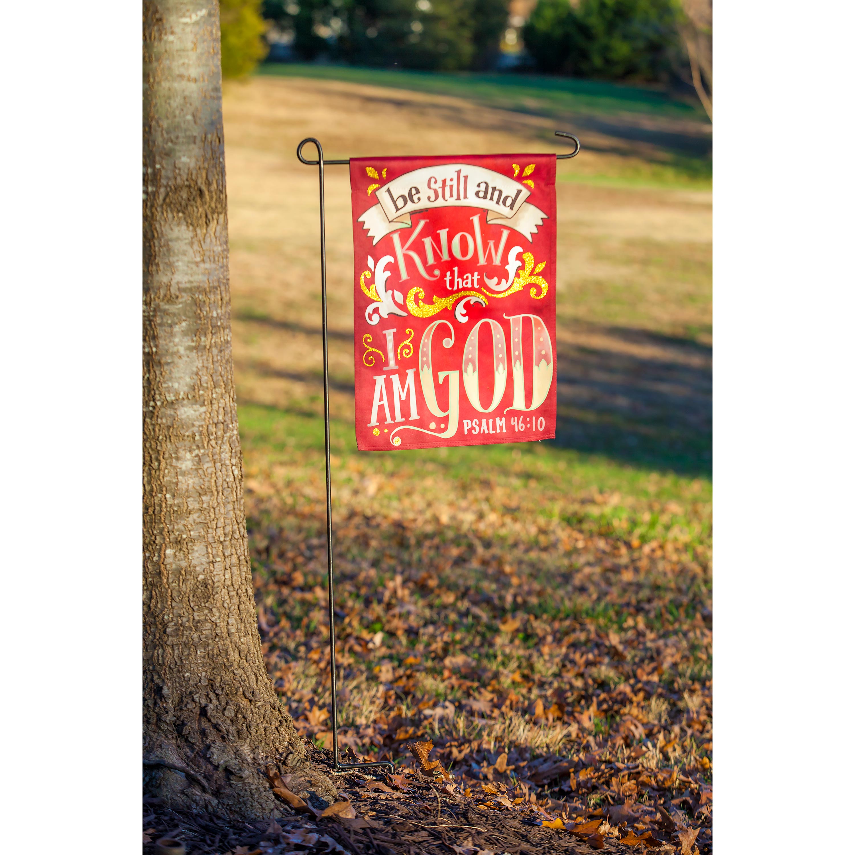 Psalm 46:10 Garden Suede Flag - Sports Collectibles, Sports Memorabilia, Sports Fan Shop, Sports Gifts