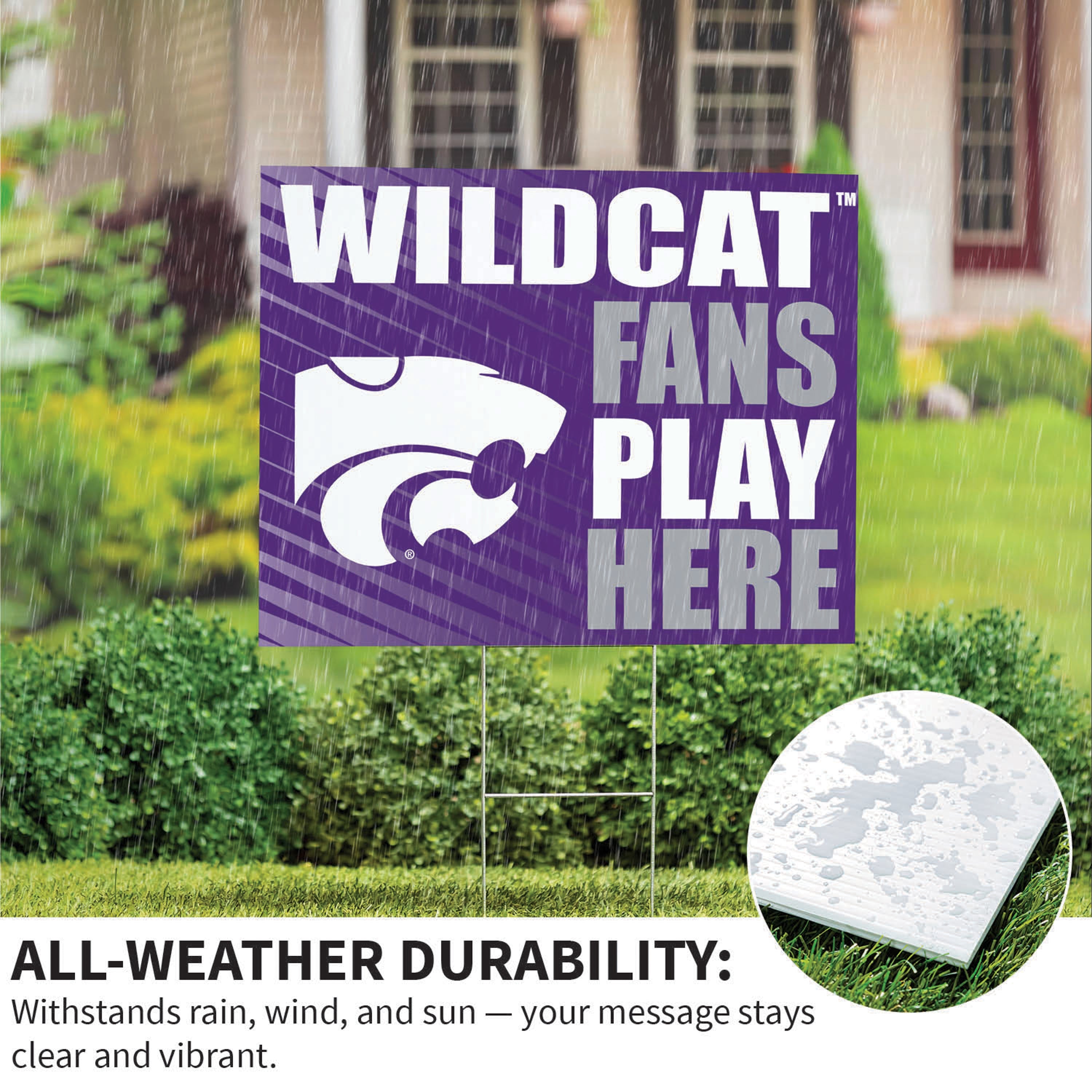 Kansas State University Coroplast Yard Sign "Fans Play Here" - Sports Collectibles, Sports Memorabilia, Sports Fan Shop, Sports Gifts