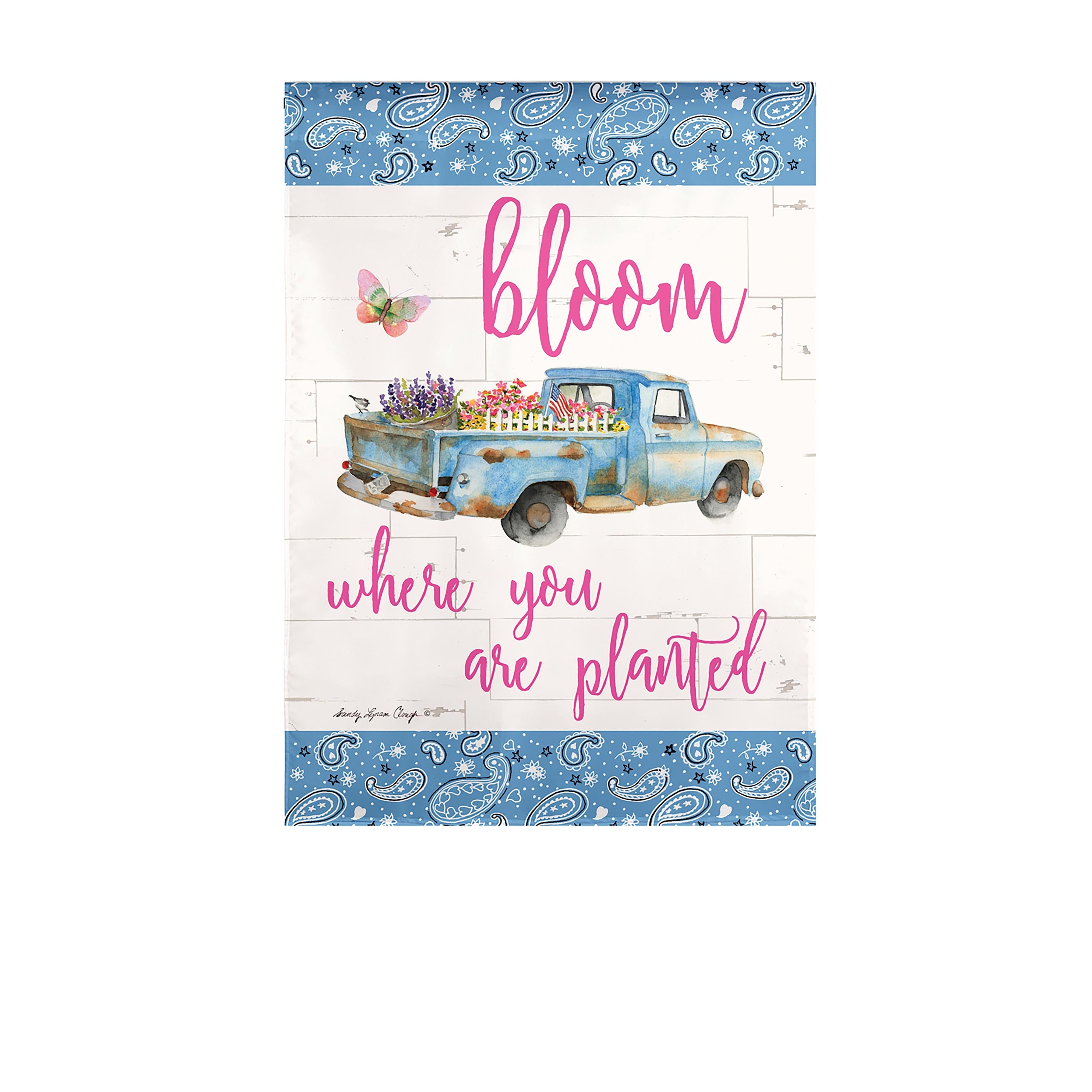 Bloom Where You Are Planted Truck Garden Suede Flag - Sports Collectibles, Sports Memorabilia, Sports Fan Shop, Sports Gifts