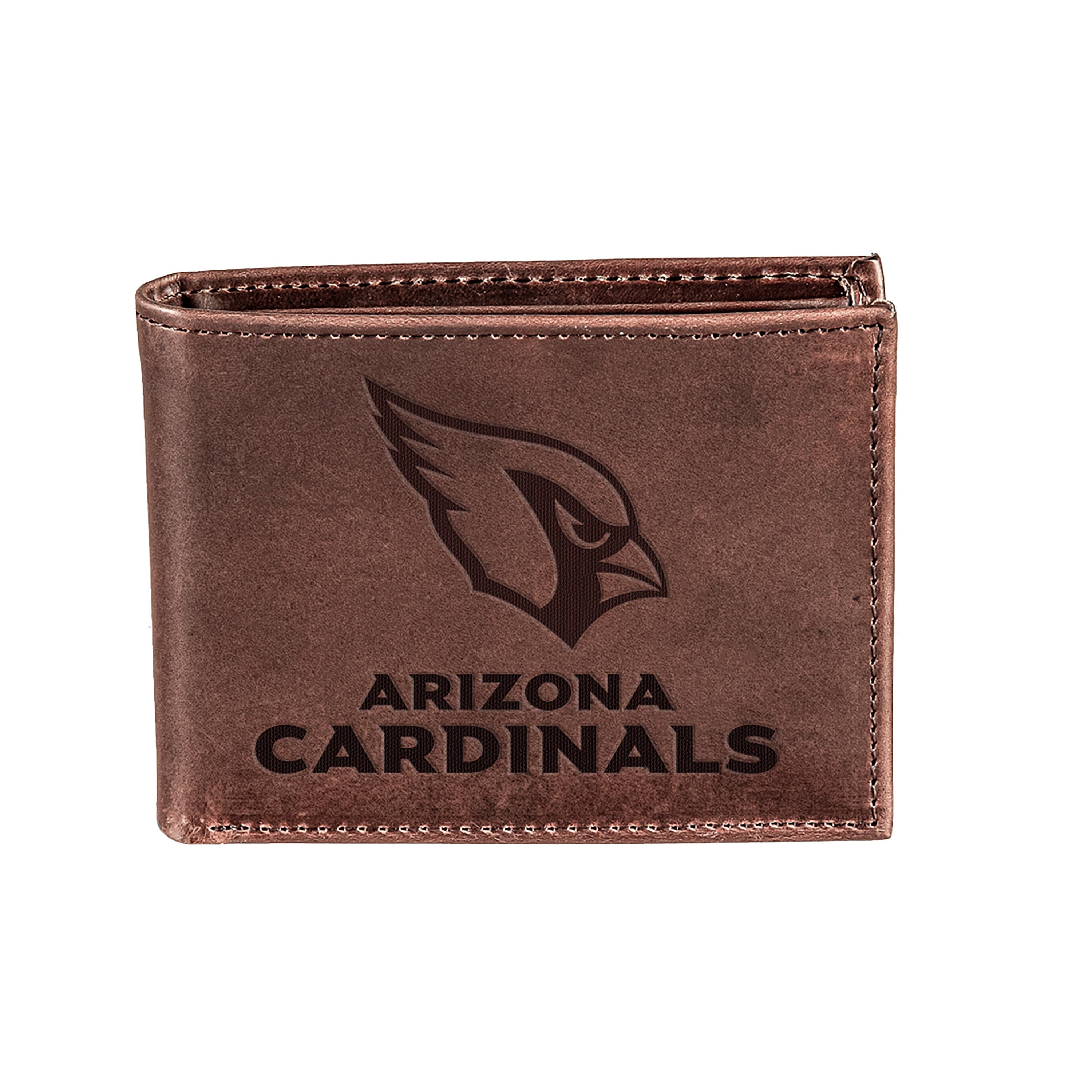 Arizona Cardinals, Bi-Fold Wallet, Brown, CH, 100% Genuine Leather - Sports Collectibles, Sports Memorabilia, Sports Fan Shop, Sports Gifts