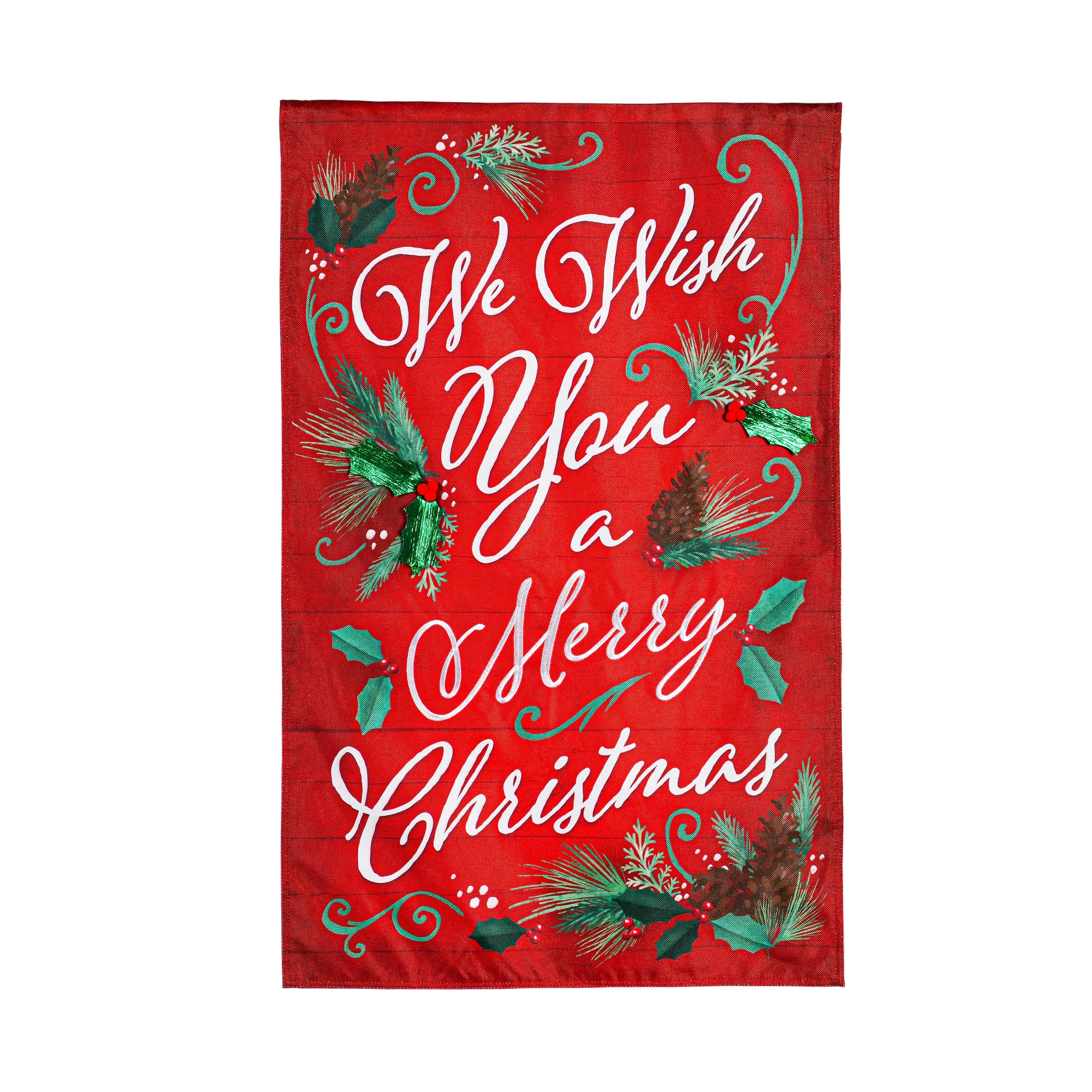 We Wish You a Merry Christmas Burlap House Flag - Sports Collectibles, Sports Memorabilia, Sports Fan Shop, Sports Gifts