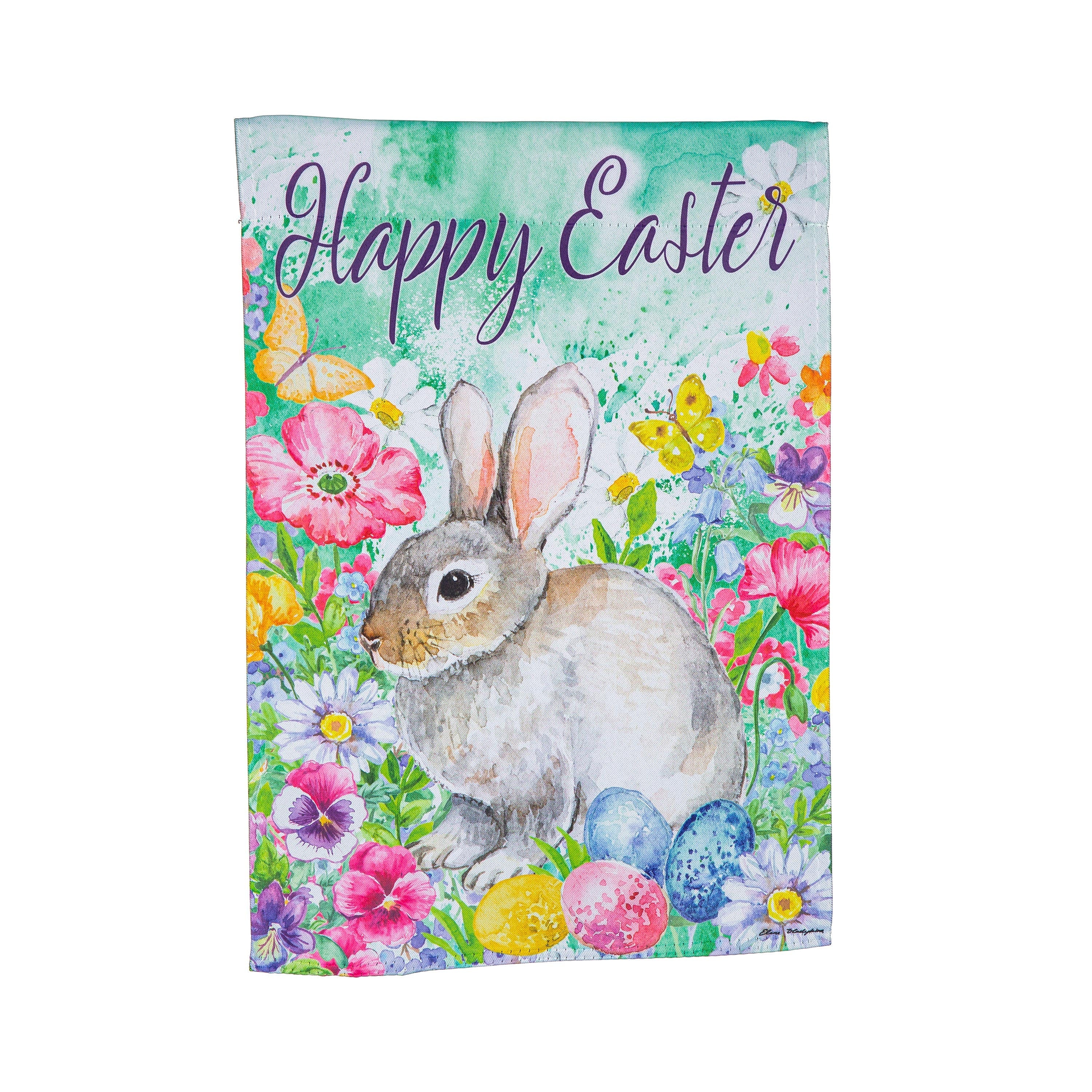 Bunny in the Garden Suede House Flag - Sports Collectibles, Sports Memorabilia, Sports Fan Shop, Sports Gifts