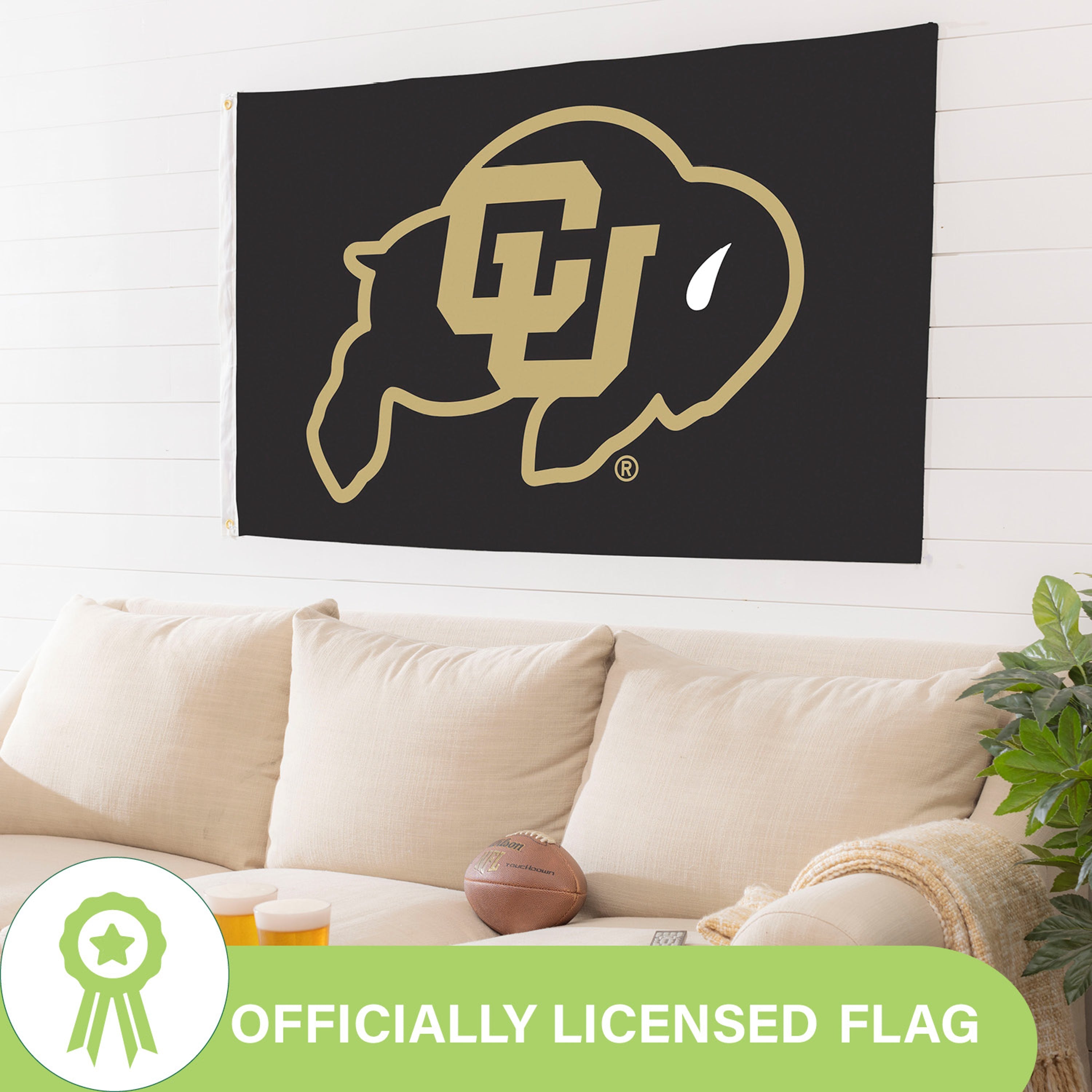 University of Colorado Single Sided Flag w/ 2 Grommets, 3'x5' - Sports Gifts, Sports Memorabilia, Sports Collectibles, Fan Shop