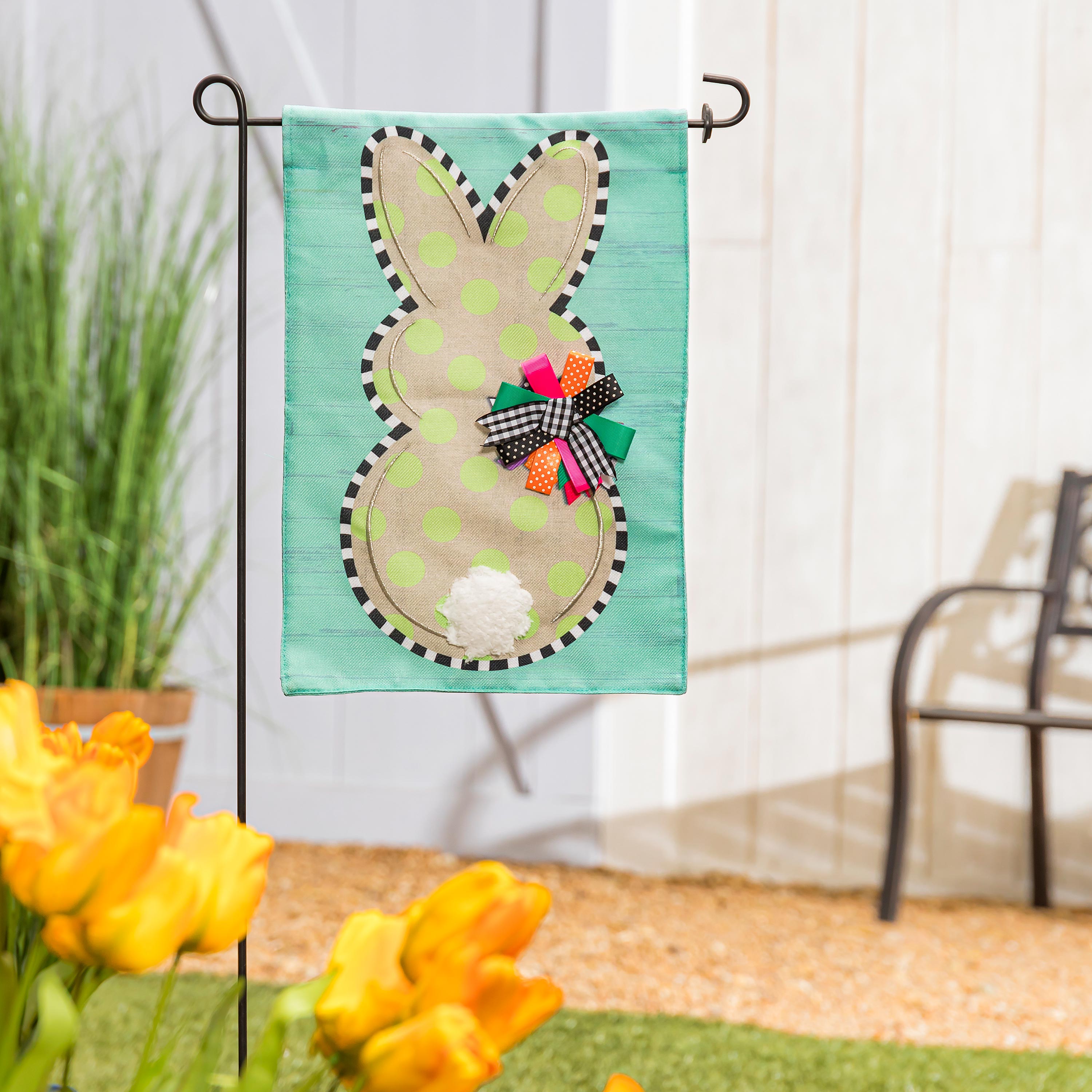 Polka Dot Bunny Garden Burlap Flag - Sports Collectibles, Sports Memorabilia, Sports Fan Shop, Sports Gifts