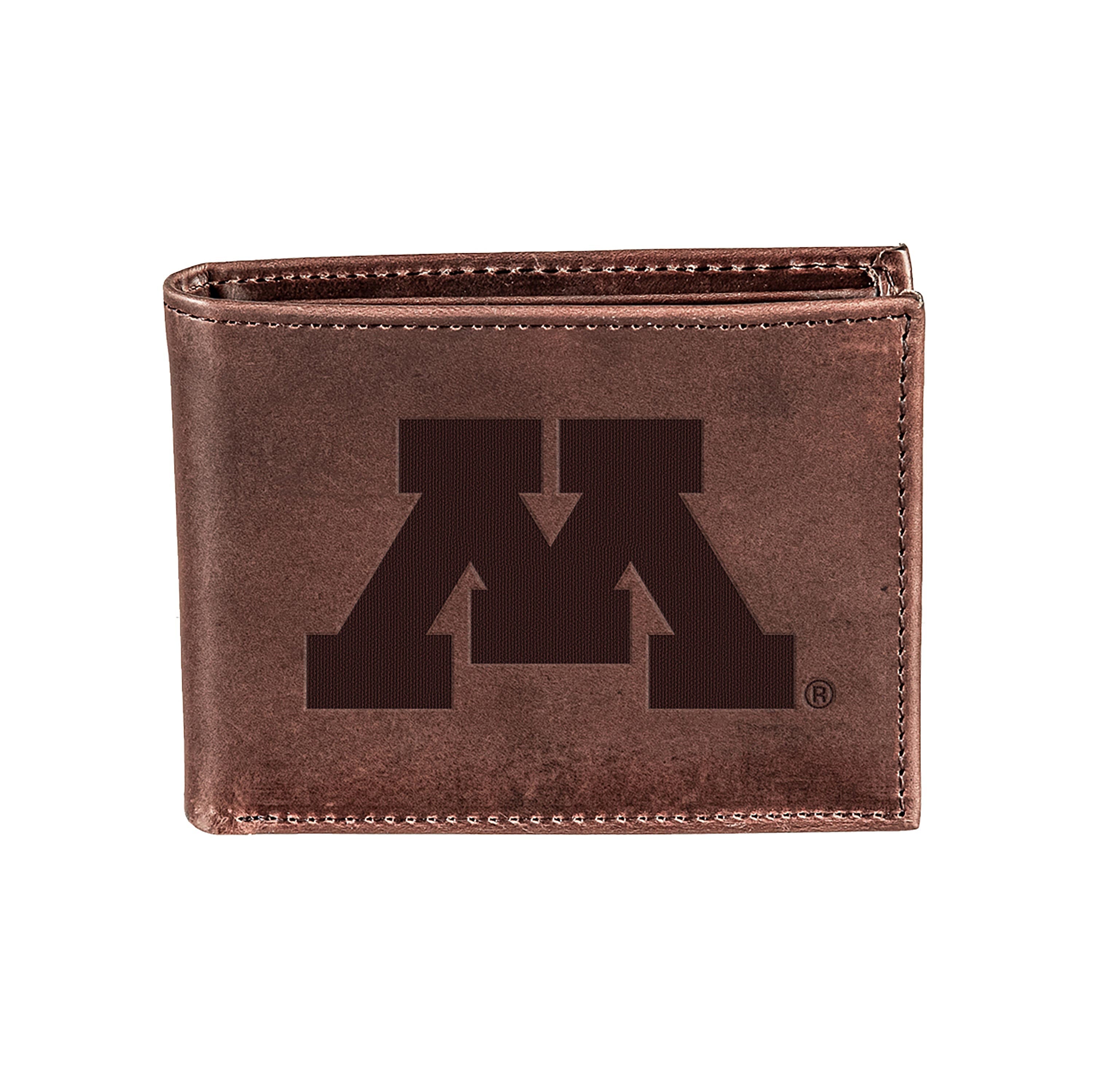 University of Minnesota, Bi-Fold Wallet, Brown, CH, 100% Genuine Leather - Sports Collectibles, Sports Memorabilia, Sports Fan Shop, Sports Gifts