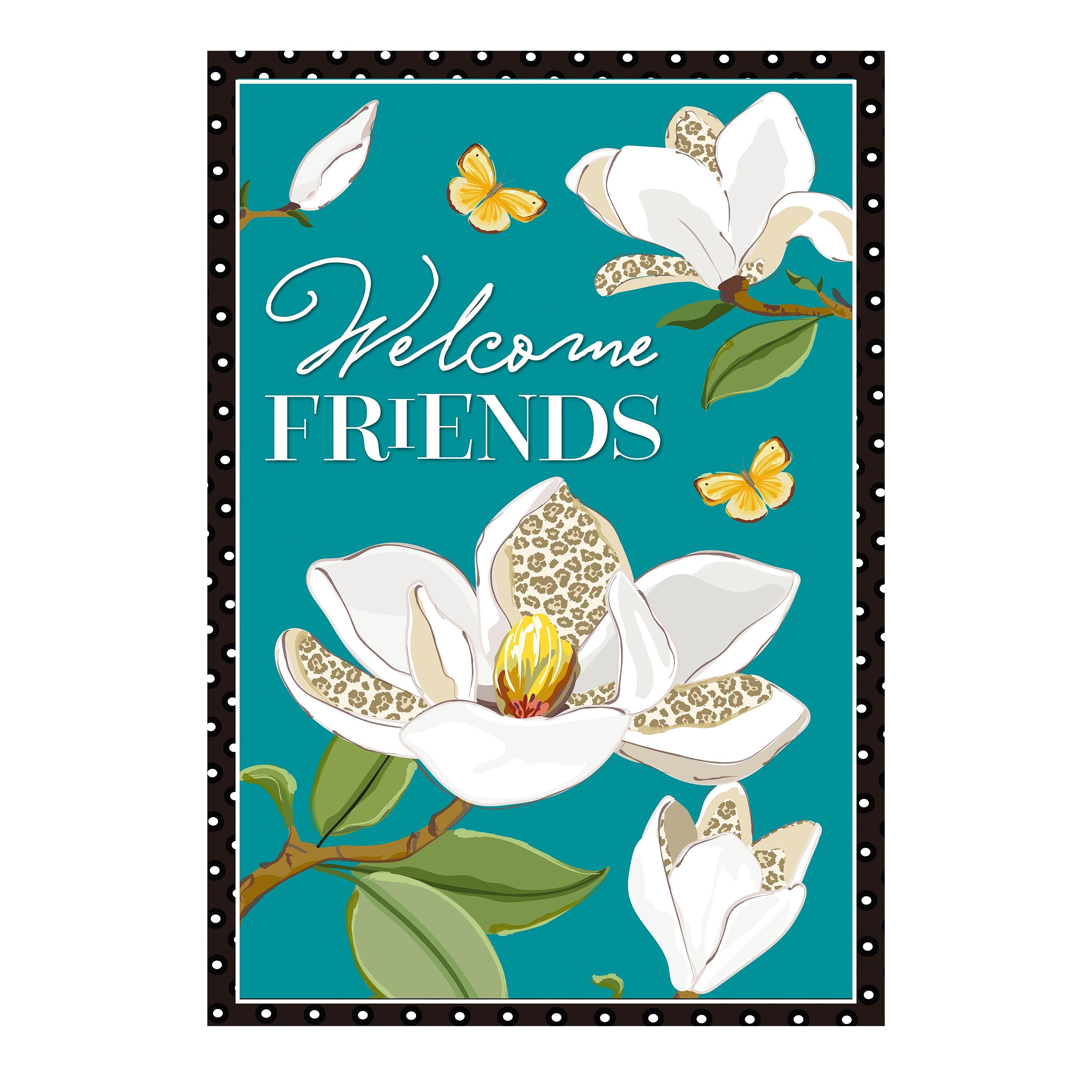 Leopard Magnolia Welcome Linen Garden Flag - Sports Collectibles, Sports Memorabilia, Sports Fan Shop, Sports Gifts