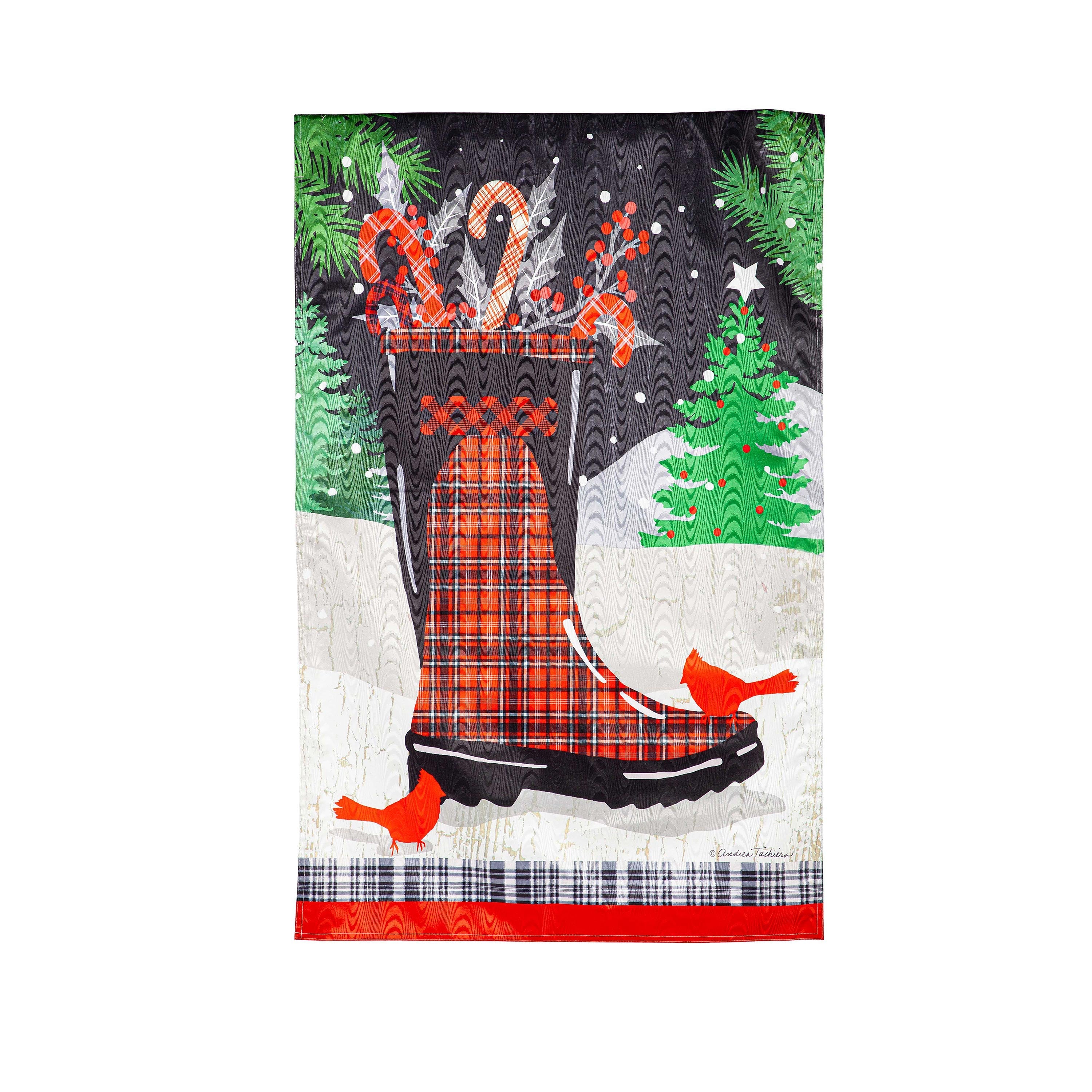 Holiday Plaid Boots Moire House Flag - Sports Collectibles, Sports Memorabilia, Sports Fan Shop, Sports Gifts