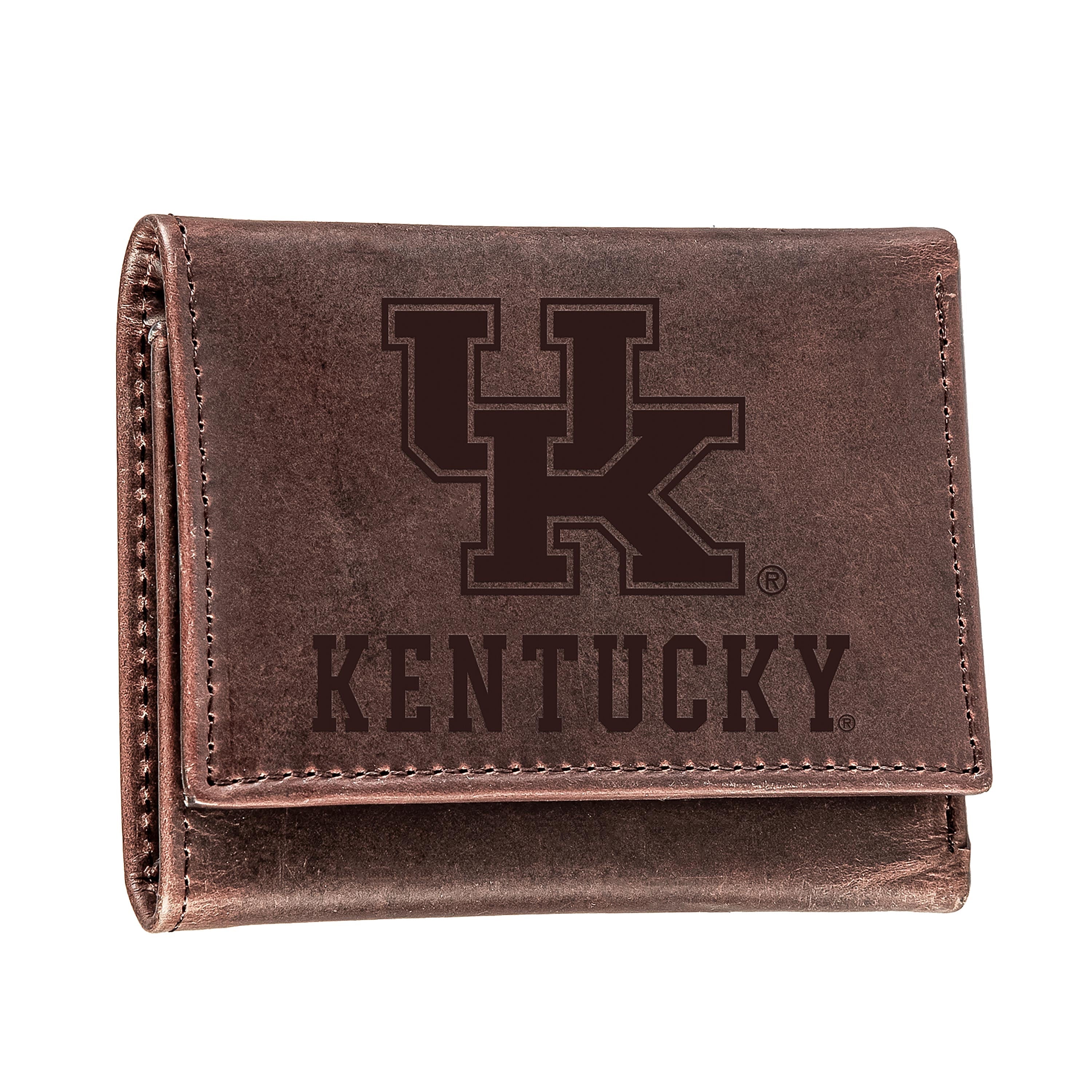 University of Kentucky, Tri-Fold Wallet, Brown, CH, 100% Genuine Leather - Sports Collectibles, Sports Memorabilia, Sports Fan Shop, Sports Gifts