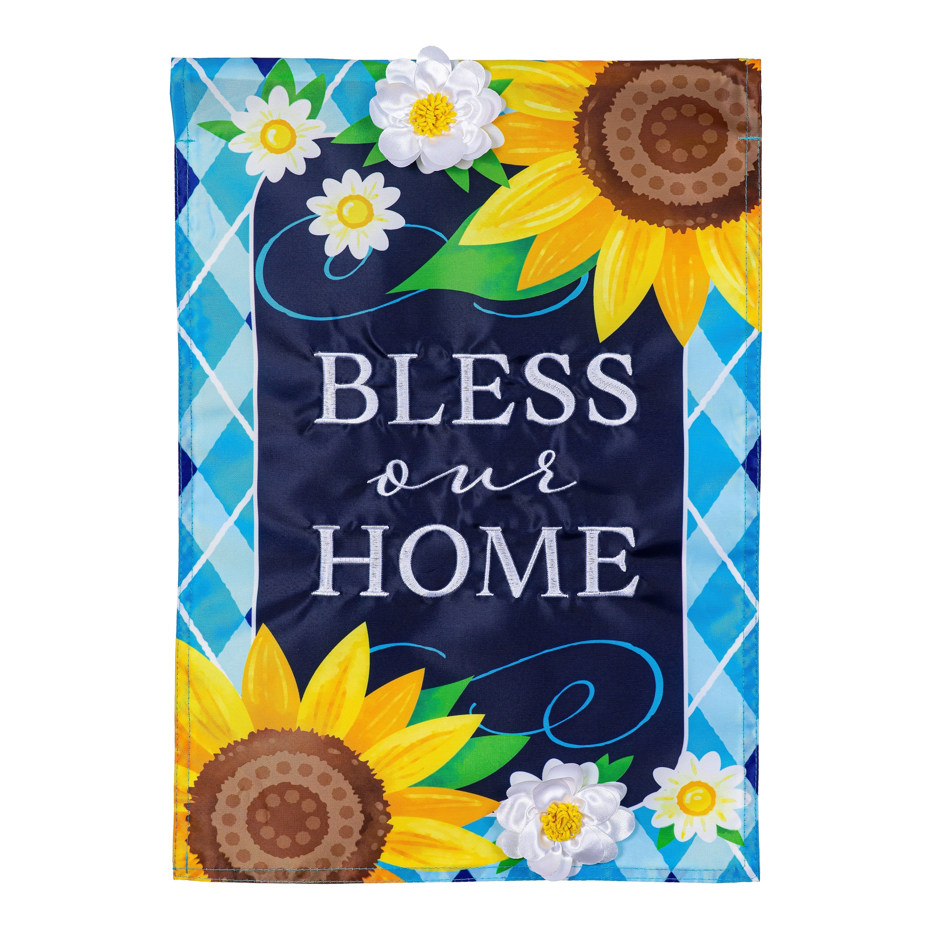 Bless Our Home Sunflowers Applique Garden Flag - Sports Gifts, Sports Memorabilia, Sports Collectibles, Fan Shop