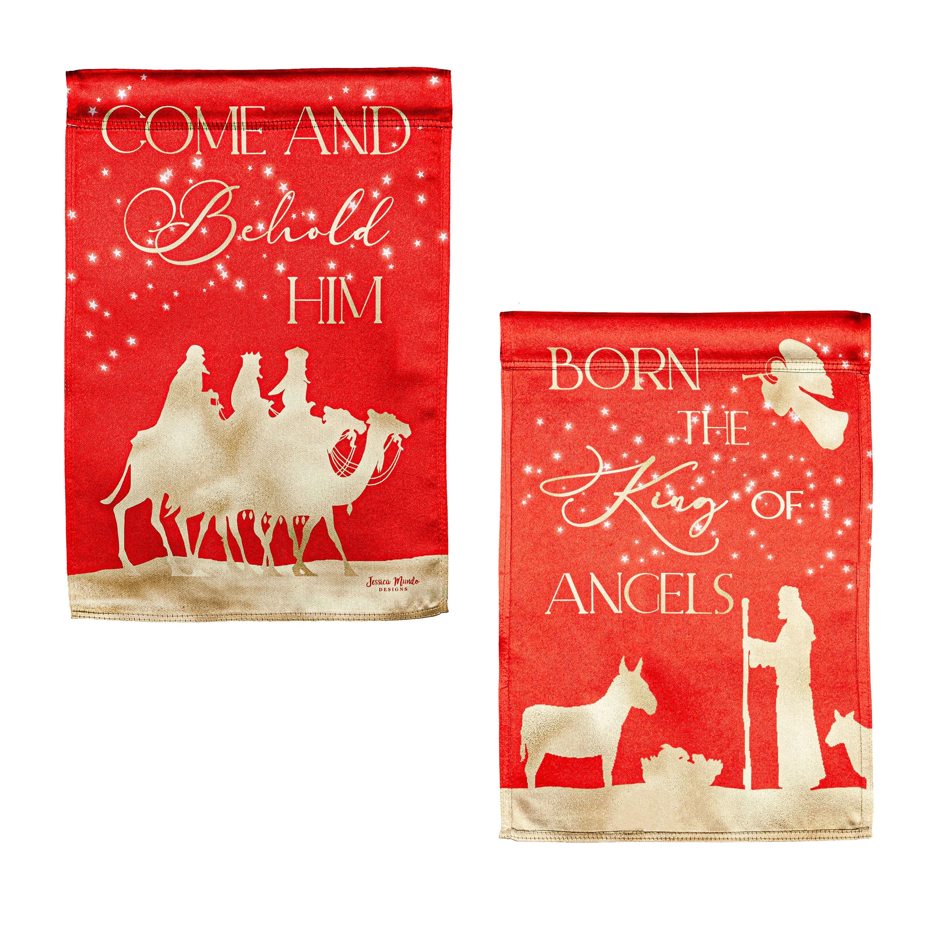 Red and Gold Christmas Night Lustre Reversible House Flag - Sports Collectibles, Sports Memorabilia, Sports Fan Shop, Sports Gifts
