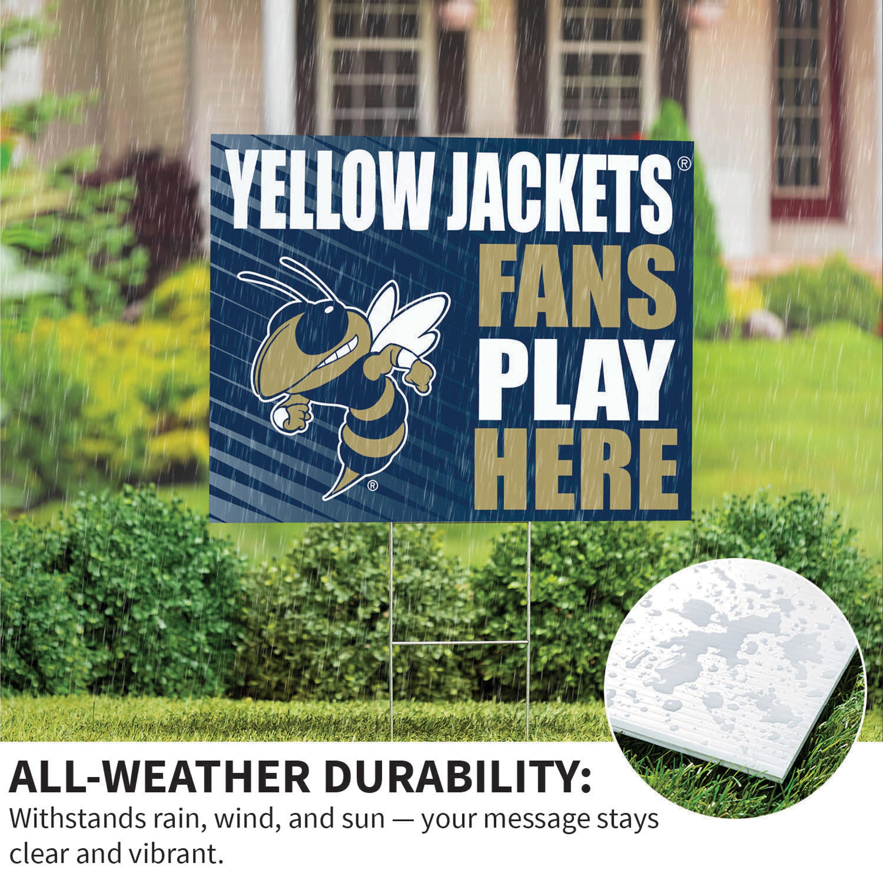 Georgia Tech Coroplast Yard Sign "Fans Play Here" - Sports Collectibles, Sports Memorabilia, Sports Fan Shop, Sports Gifts