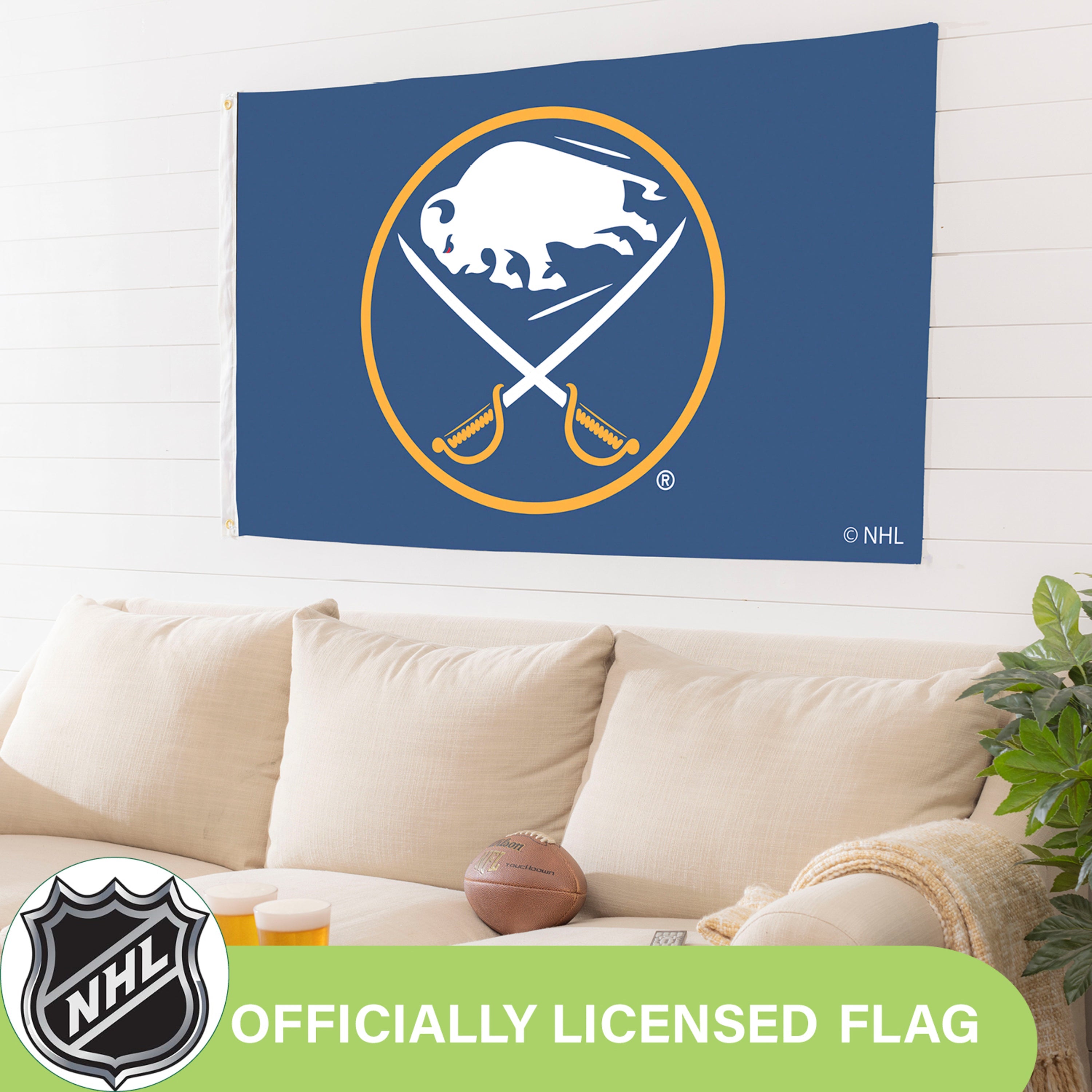 Buffalo Sabres Single Sided Flag w/ 2 Grommets, 3'x5' - Sports Gifts, Sports Memorabilia, Sports Collectibles, Fan Shop
