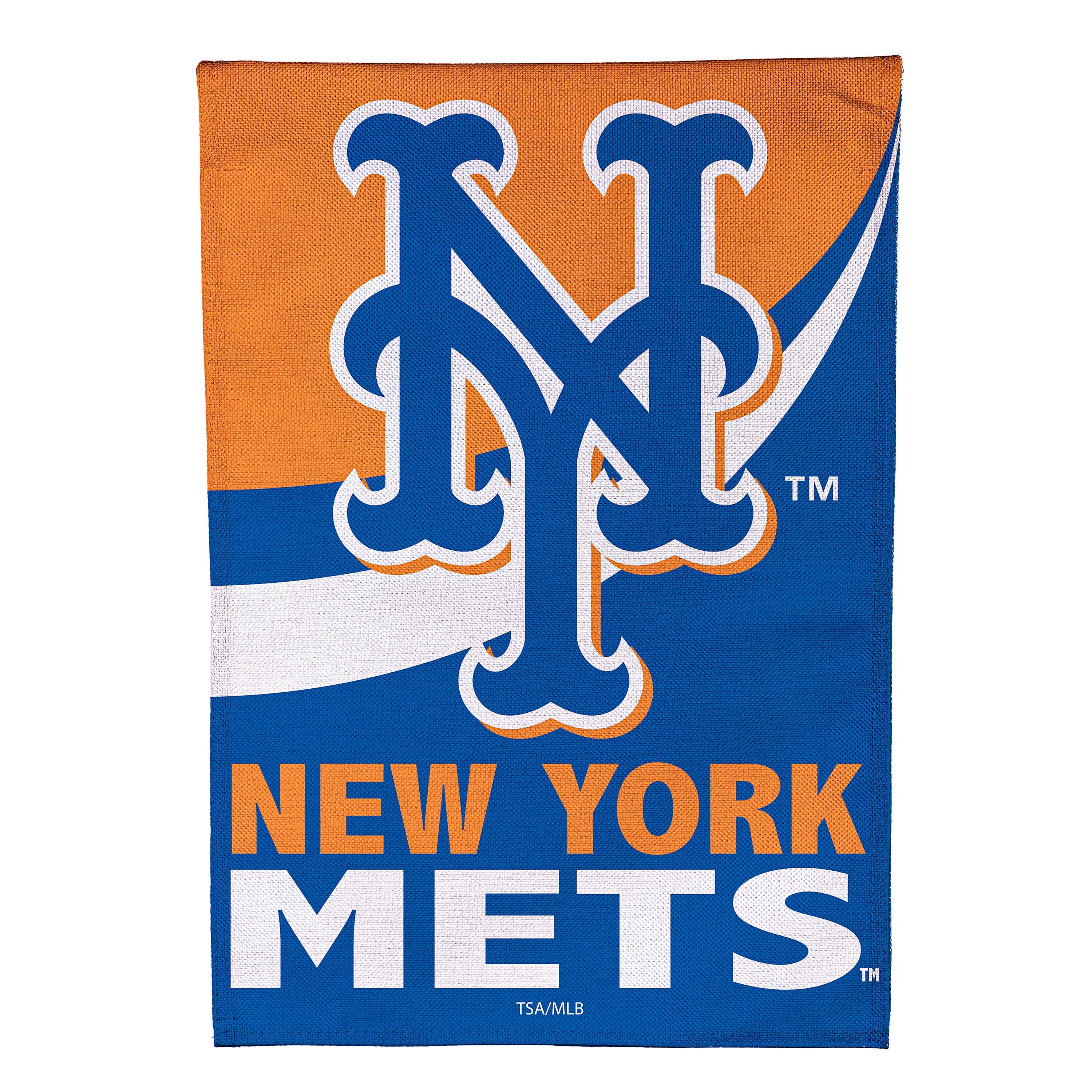 New York Mets Burlap House Flag - Sports Collectibles, Sports Memorabilia, Sports Fan Shop, Sports Gifts