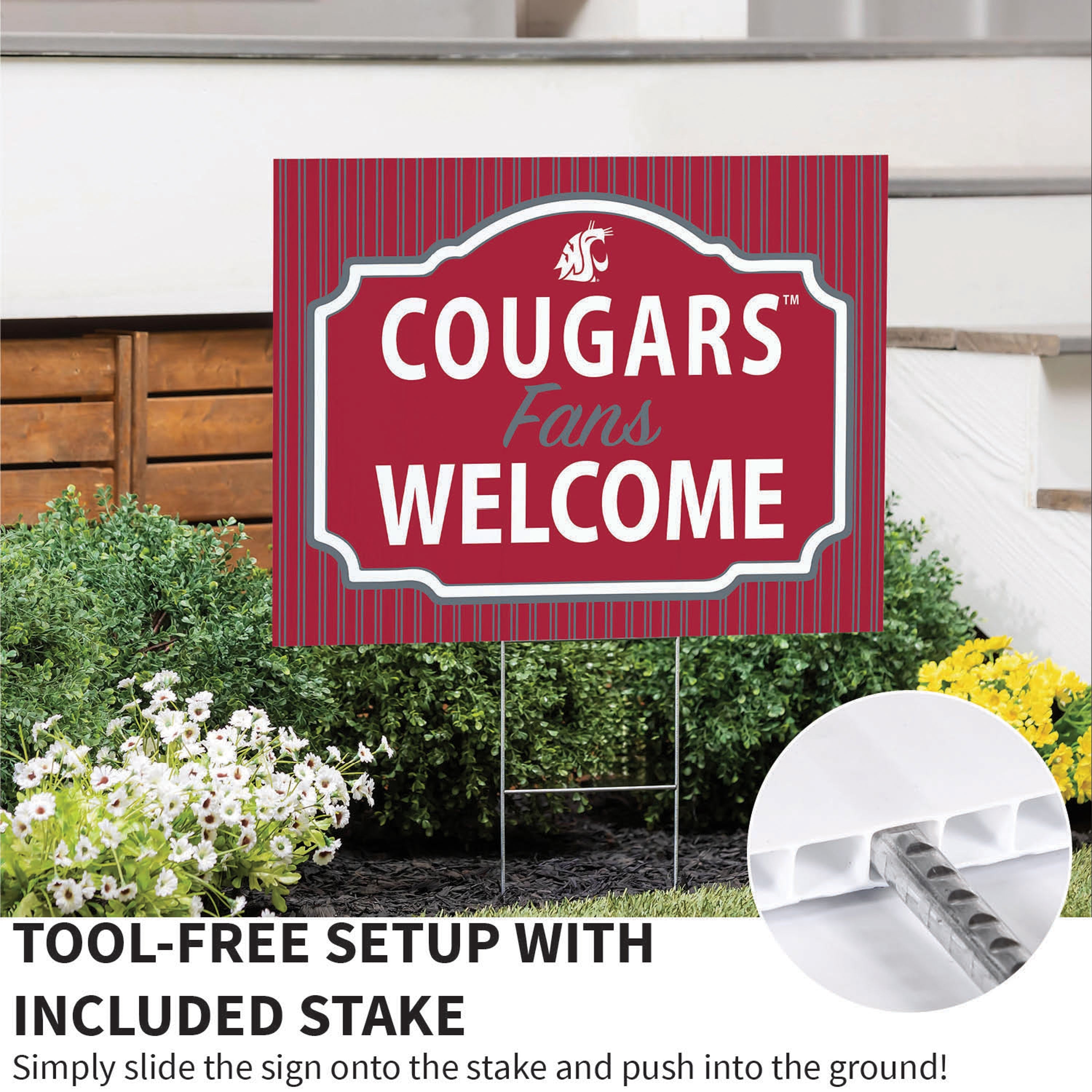 Washington State University Coroplast Yard Sign, "Fans Welcome" - Sports Collectibles, Sports Memorabilia, Sports Fan Shop, Sports Gifts