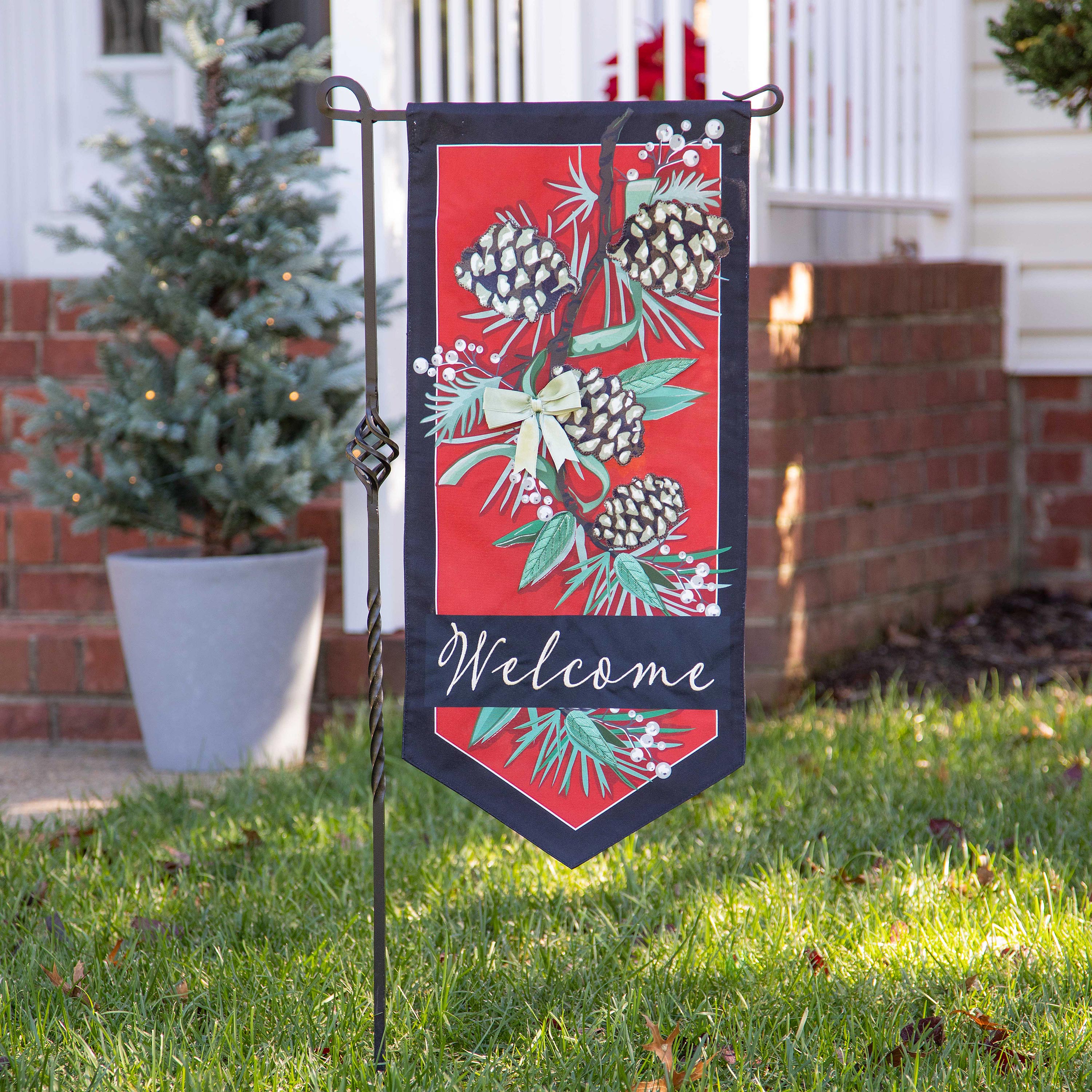 Winter Pine Welcome Garden Flag - Sports Collectibles, Sports Memorabilia, Sports Fan Shop, Sports Gifts