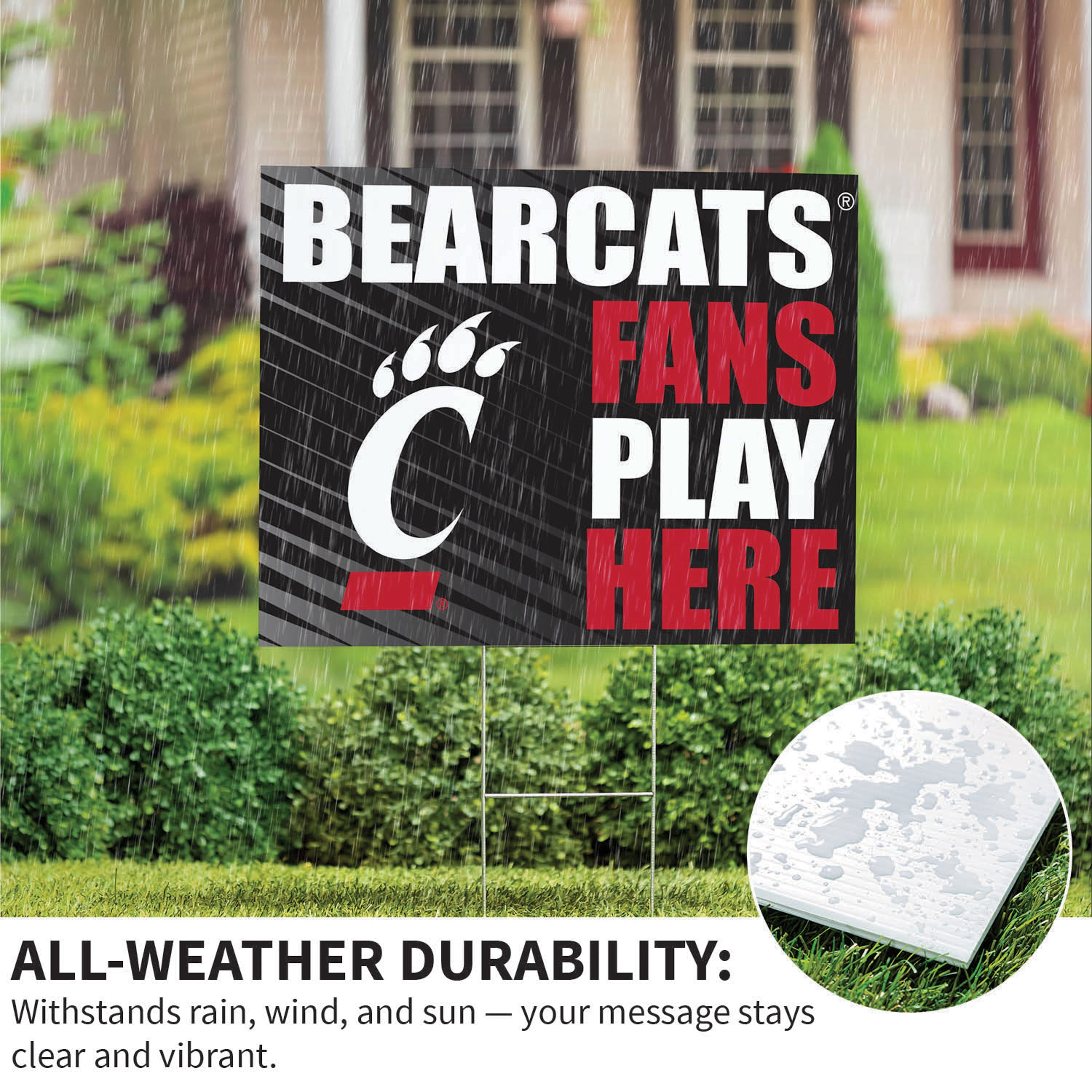 University of Cincinnati Coroplast Yard Sign "Fans Play Here" - Sports Collectibles, Sports Memorabilia, Sports Fan Shop, Sports Gifts