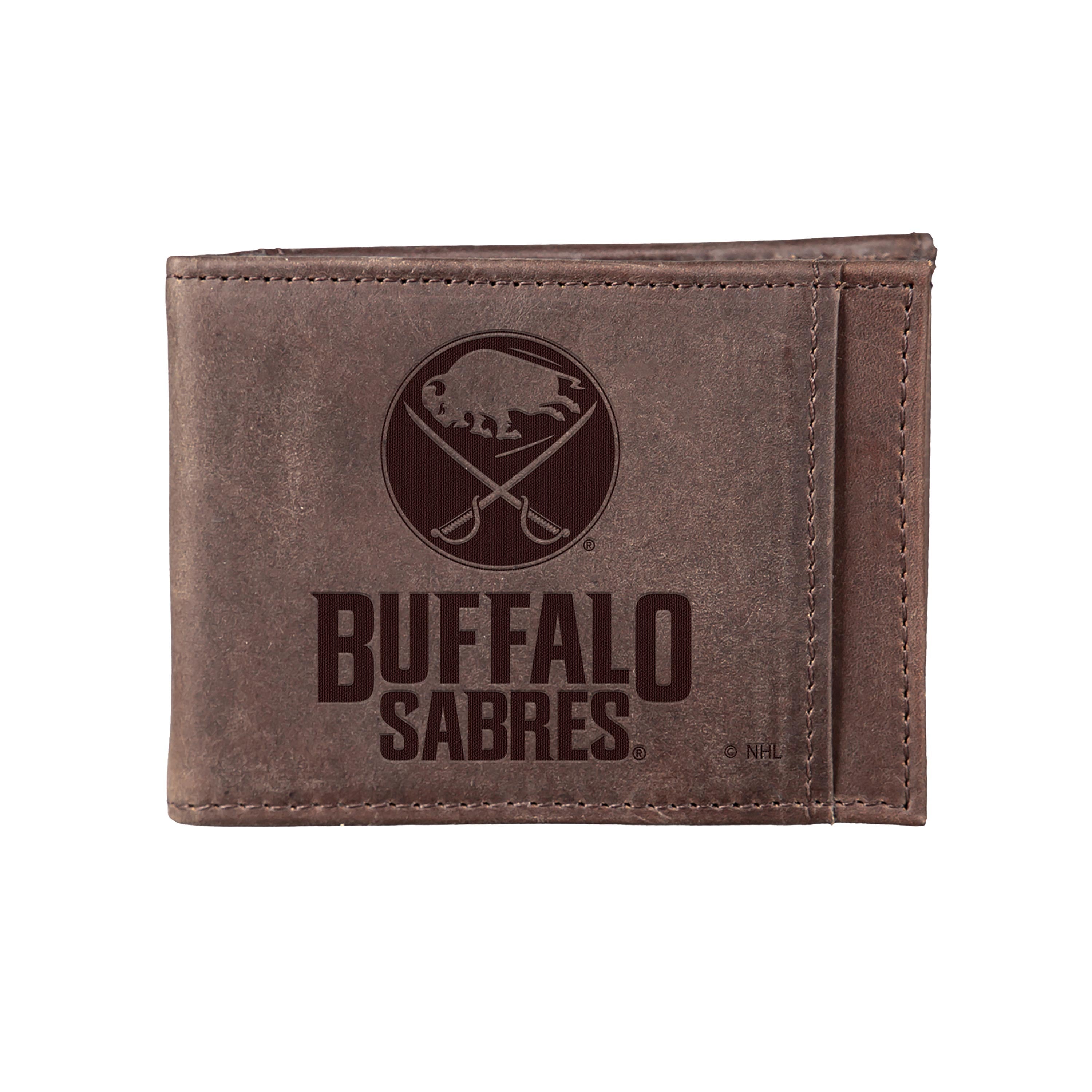 Front Pocket Wallet w/ RFID Blocking, Buffalo Sabres, Brown - Sports Collectibles, Sports Memorabilia, Sports Fan Shop, Sports Gifts