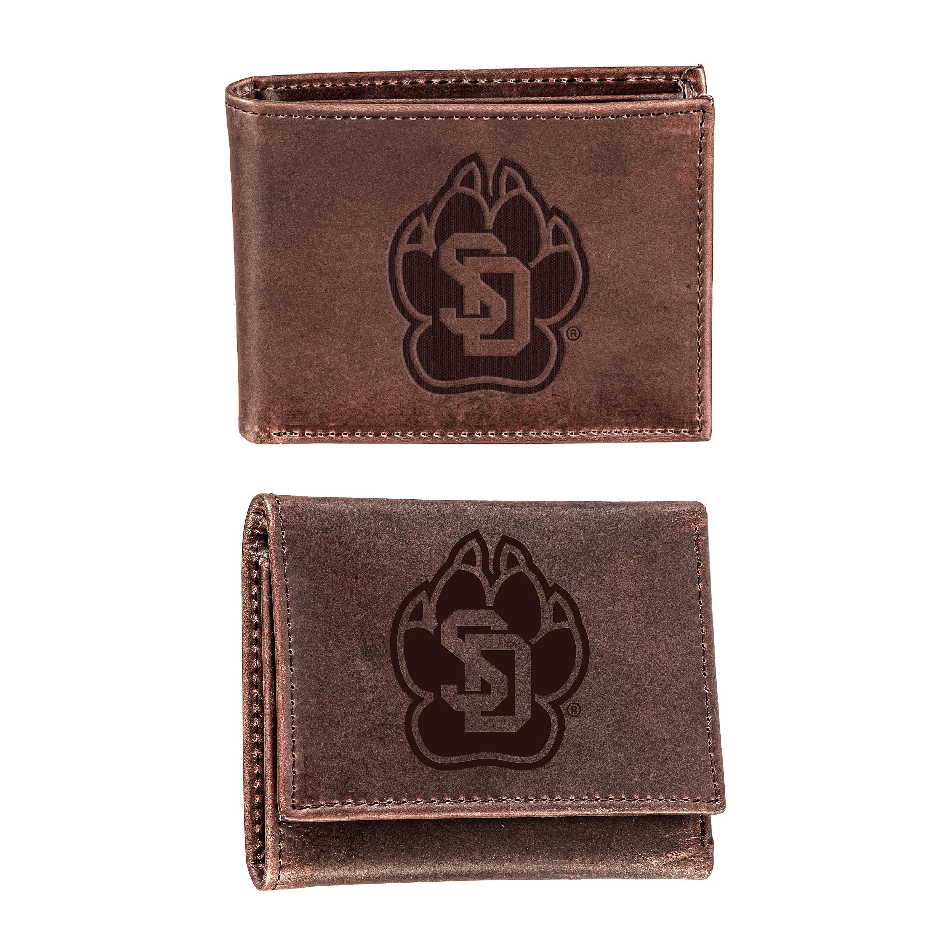University of South Dakota, Bi-Fold and Tri-Fold Wallet Gift Set, Brown - Sports Gifts, Sports Memorabilia, Sports Collectibles, Fan Shop