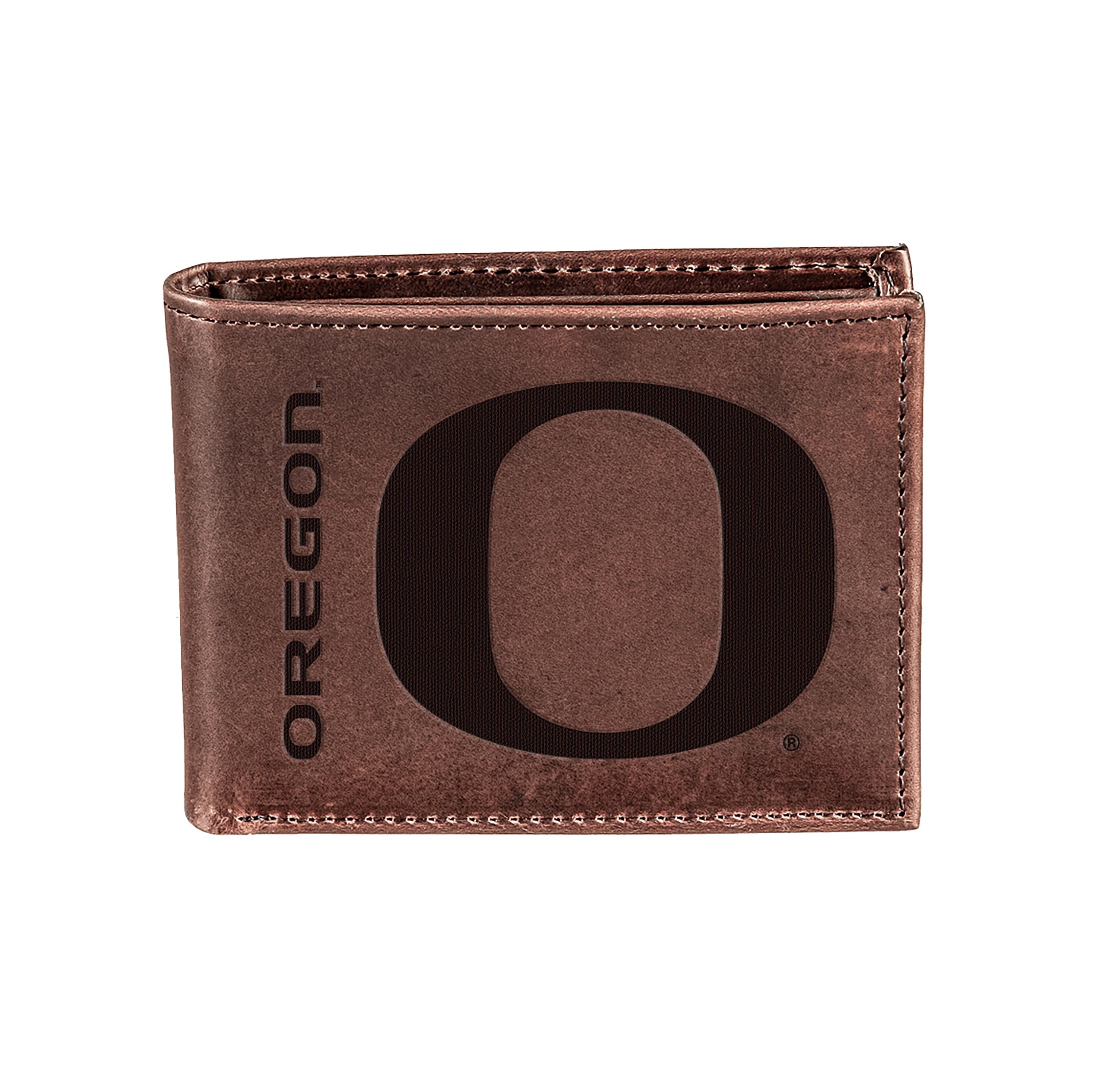 University of Oregon, Bi-Fold Wallet, Brown, CH, 100% Genuine Leather - Sports Collectibles, Sports Memorabilia, Sports Fan Shop, Sports Gifts