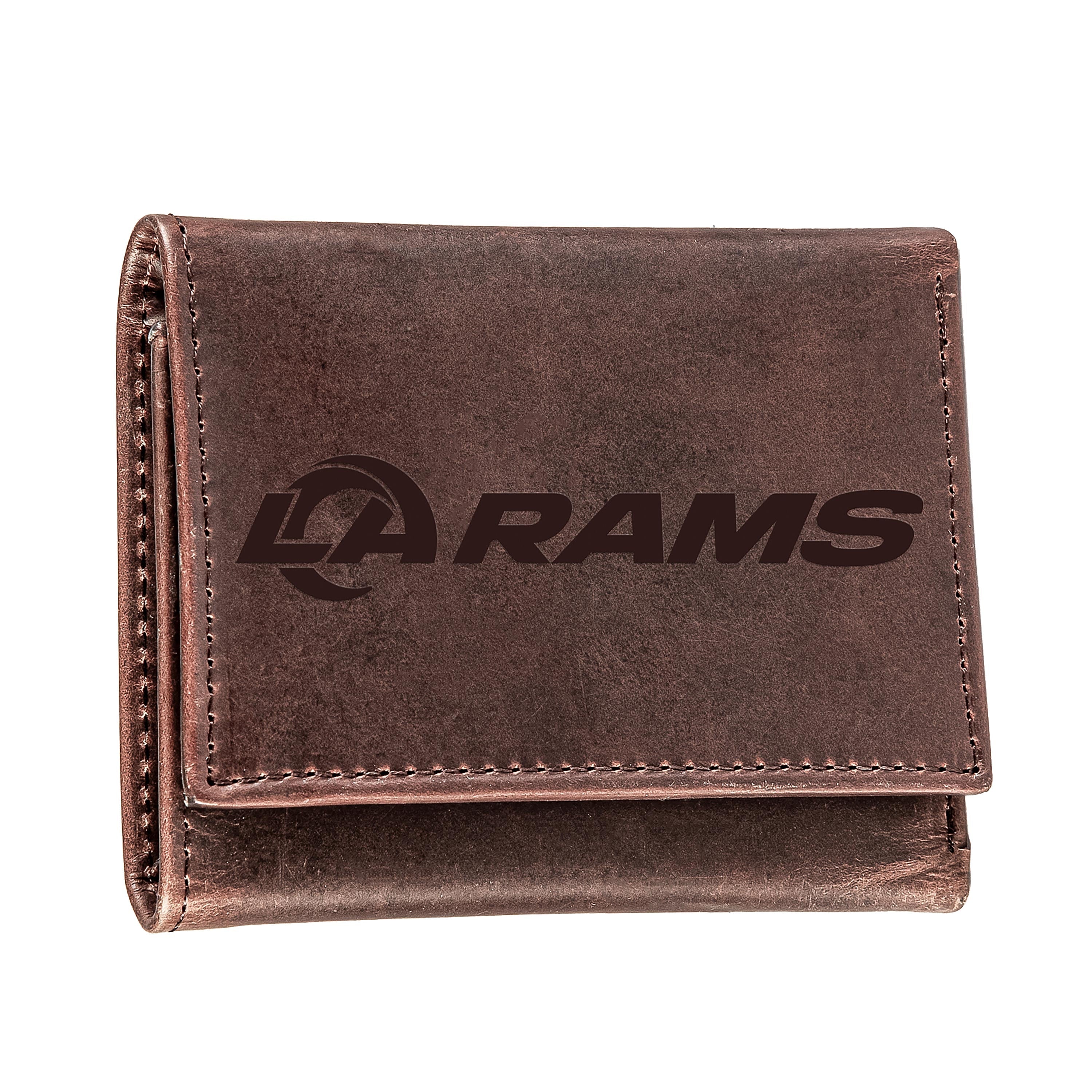 Los Angeles Rams, Tri-Fold Wallet, Brown, CH, 100% Genuine Leather - Sports Collectibles, Sports Memorabilia, Sports Fan Shop, Sports Gifts
